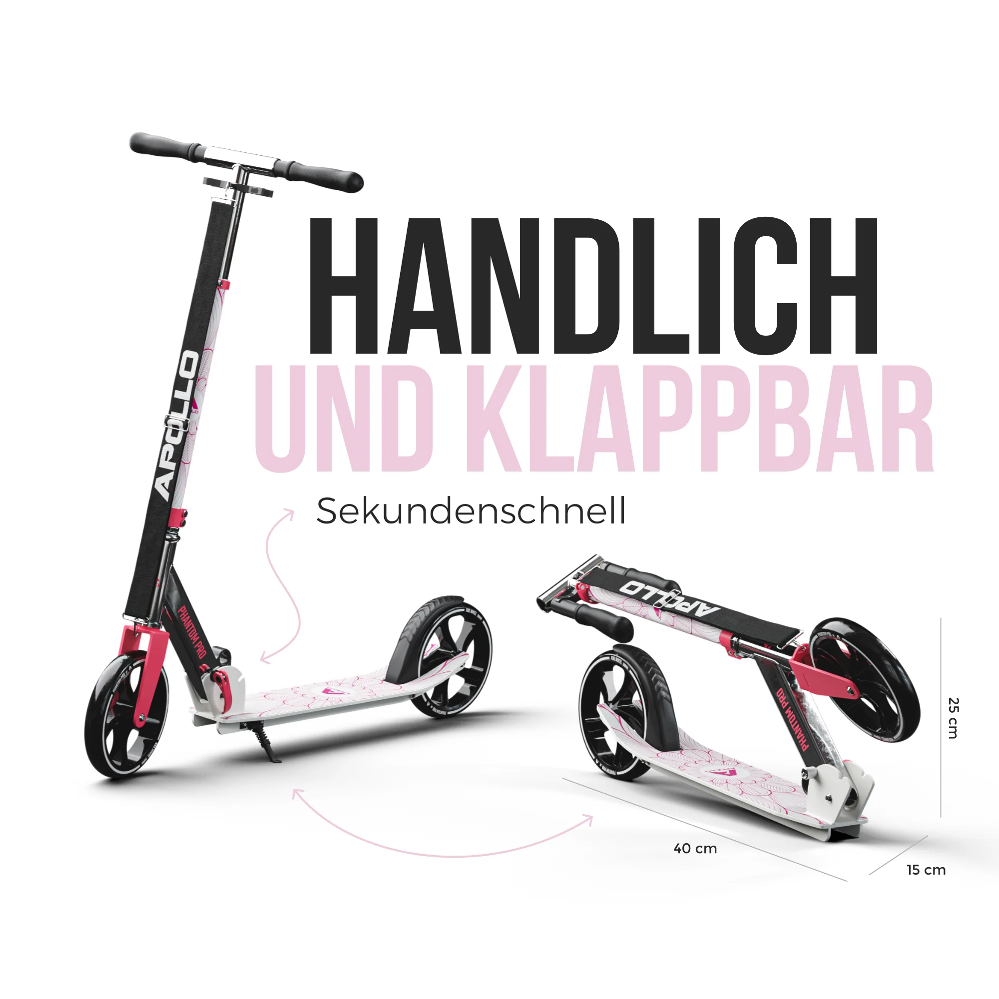 Klappbarer City Roller für Kinder "Phantom" höhenverstellbarer Tretroller - Image 37