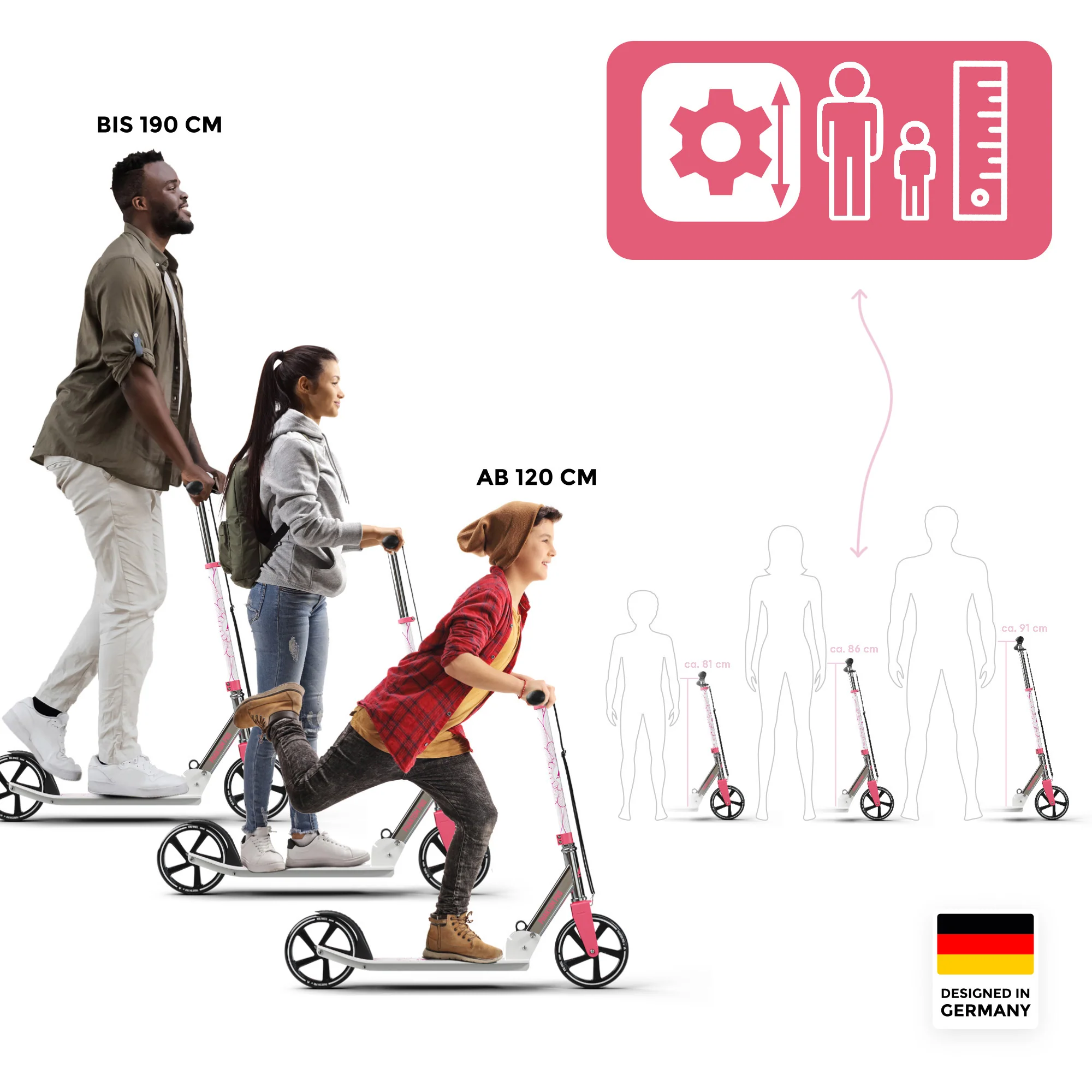 Klappbarer City Roller für Kinder "Phantom" höhenverstellbarer Tretroller - Image 38