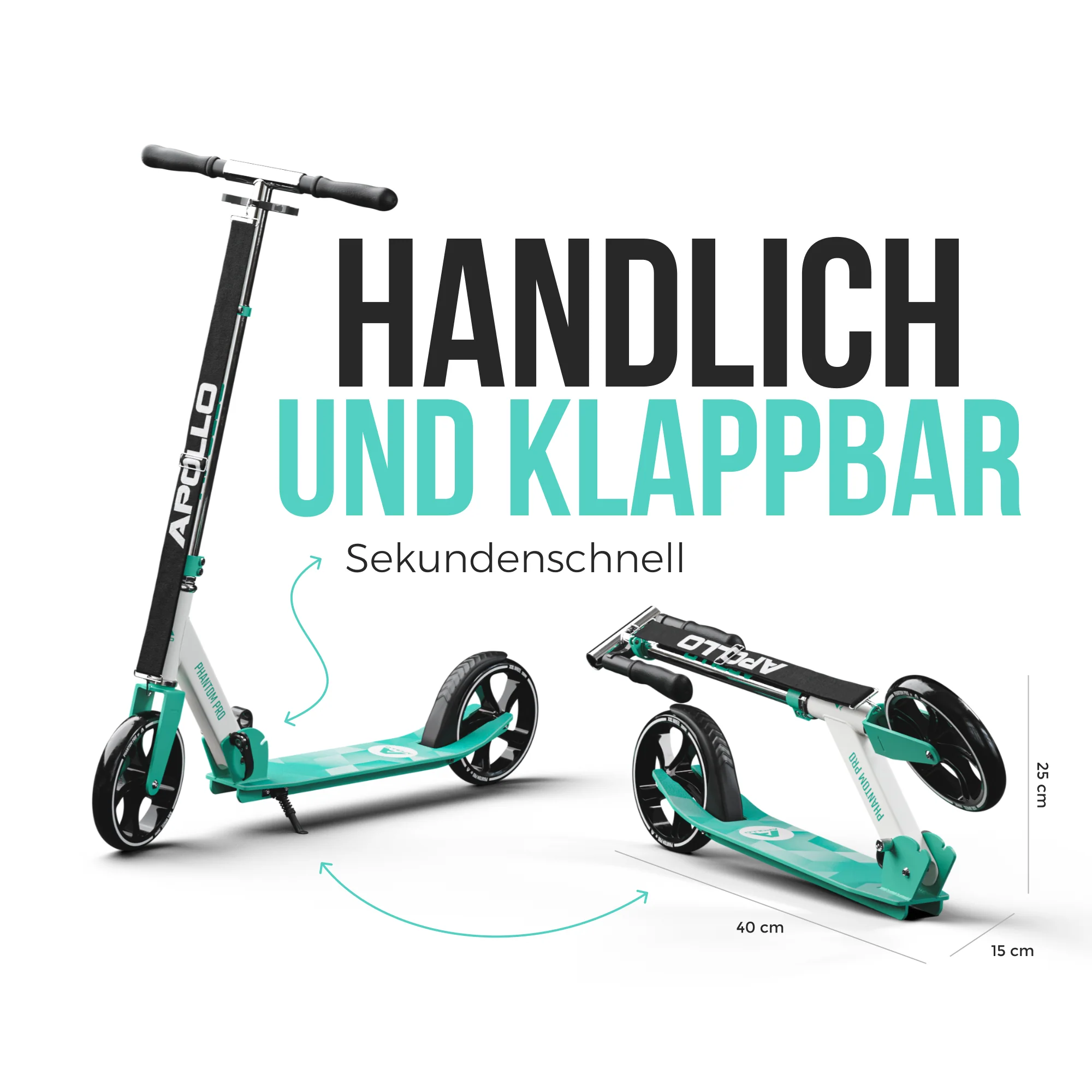 Klappbarer City Roller für Kinder "Phantom" höhenverstellbarer Tretroller - Image 44
