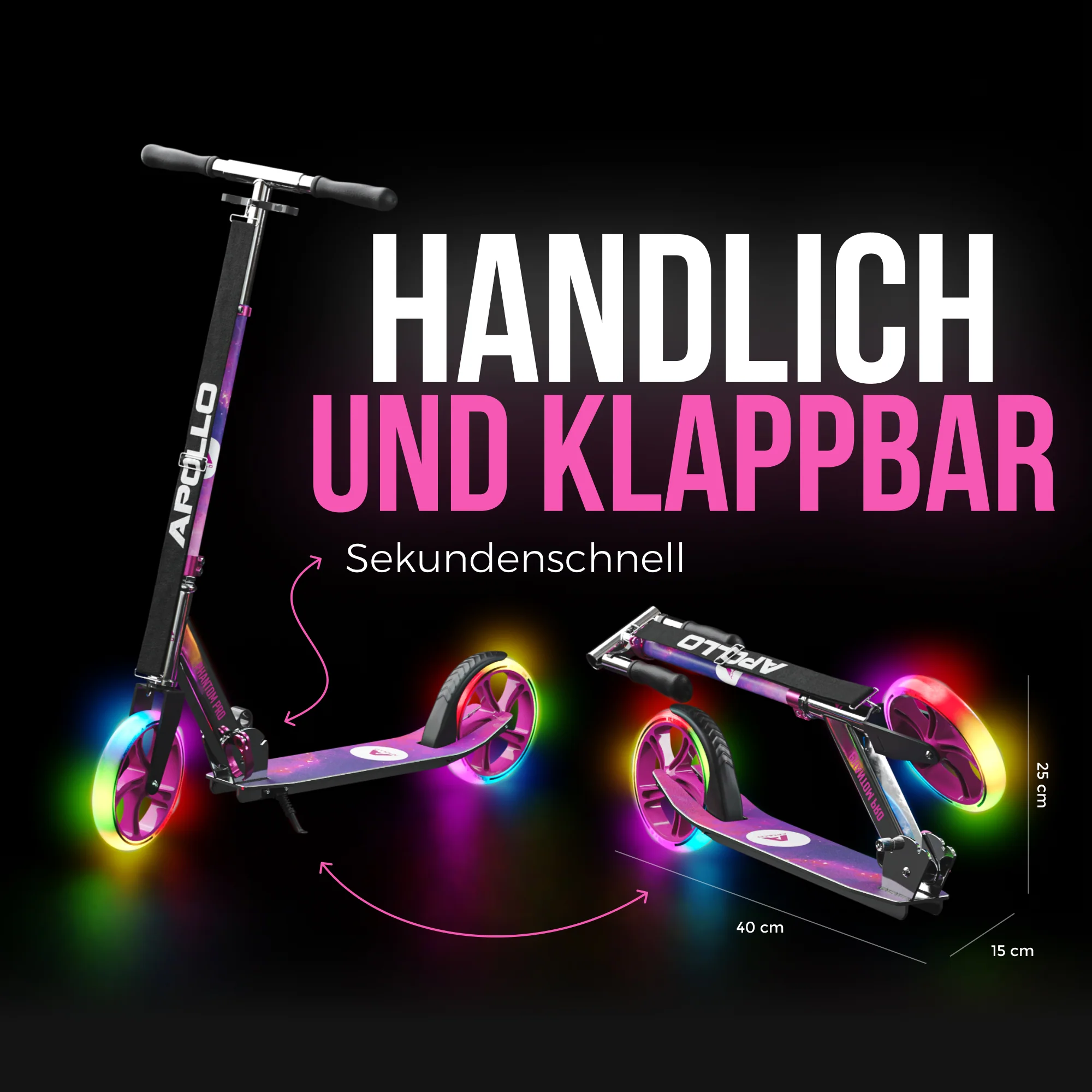 Klappbarer City Roller für Kinder "Phantom" höhenverstellbarer Tretroller - Image 51