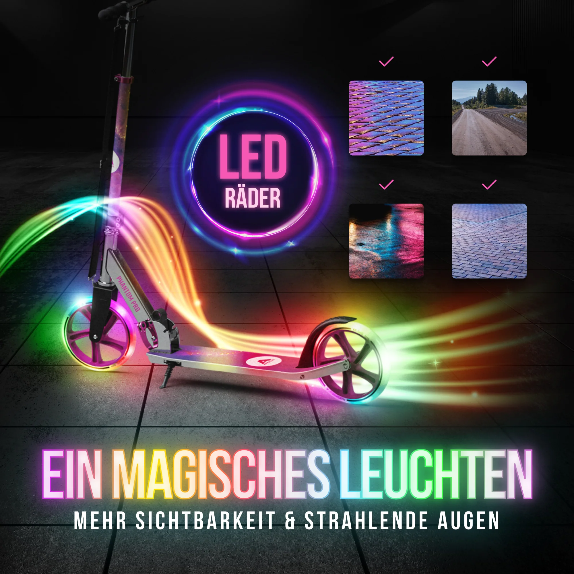 Klappbarer City Roller für Kinder "Phantom" höhenverstellbarer Tretroller - Image 53