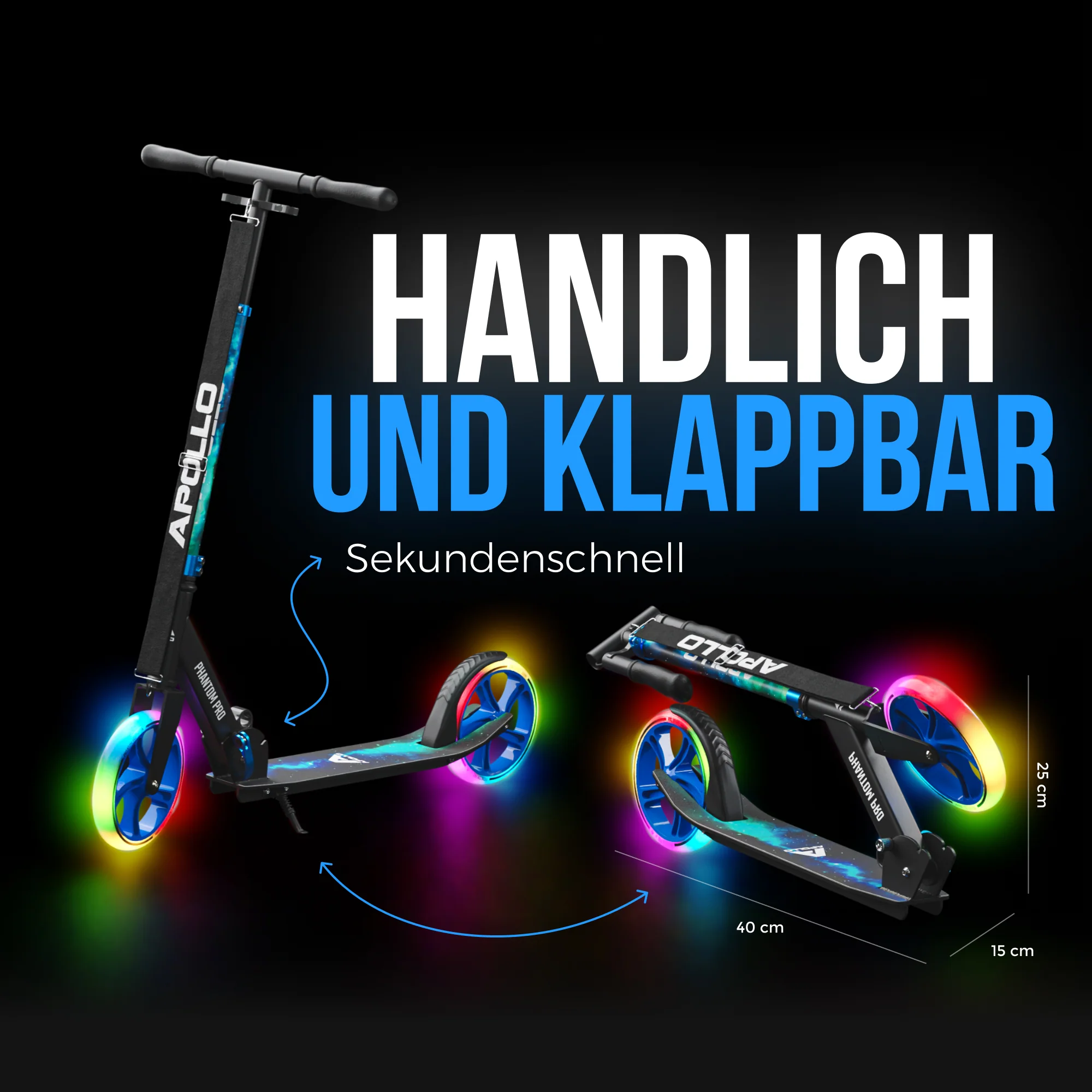 Klappbarer City Roller für Kinder "Phantom" höhenverstellbarer Tretroller - Image 58