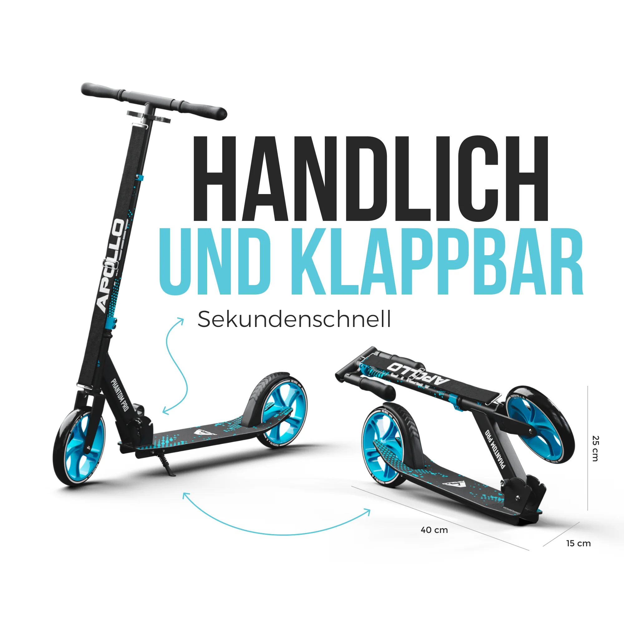 Klappbarer City Roller für Kinder "Phantom" höhenverstellbarer Tretroller - Image 65