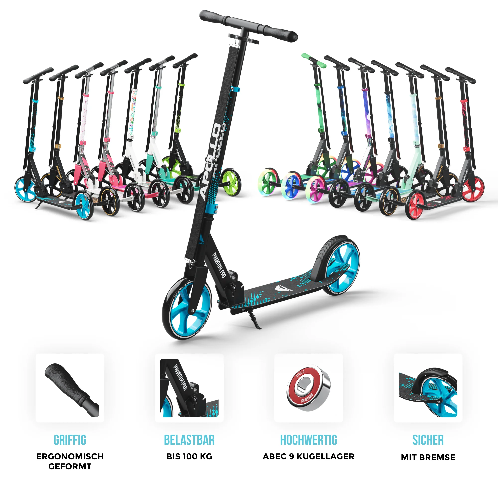 Klappbarer City Roller für Kinder "Phantom" höhenverstellbarer Tretroller - Image 69