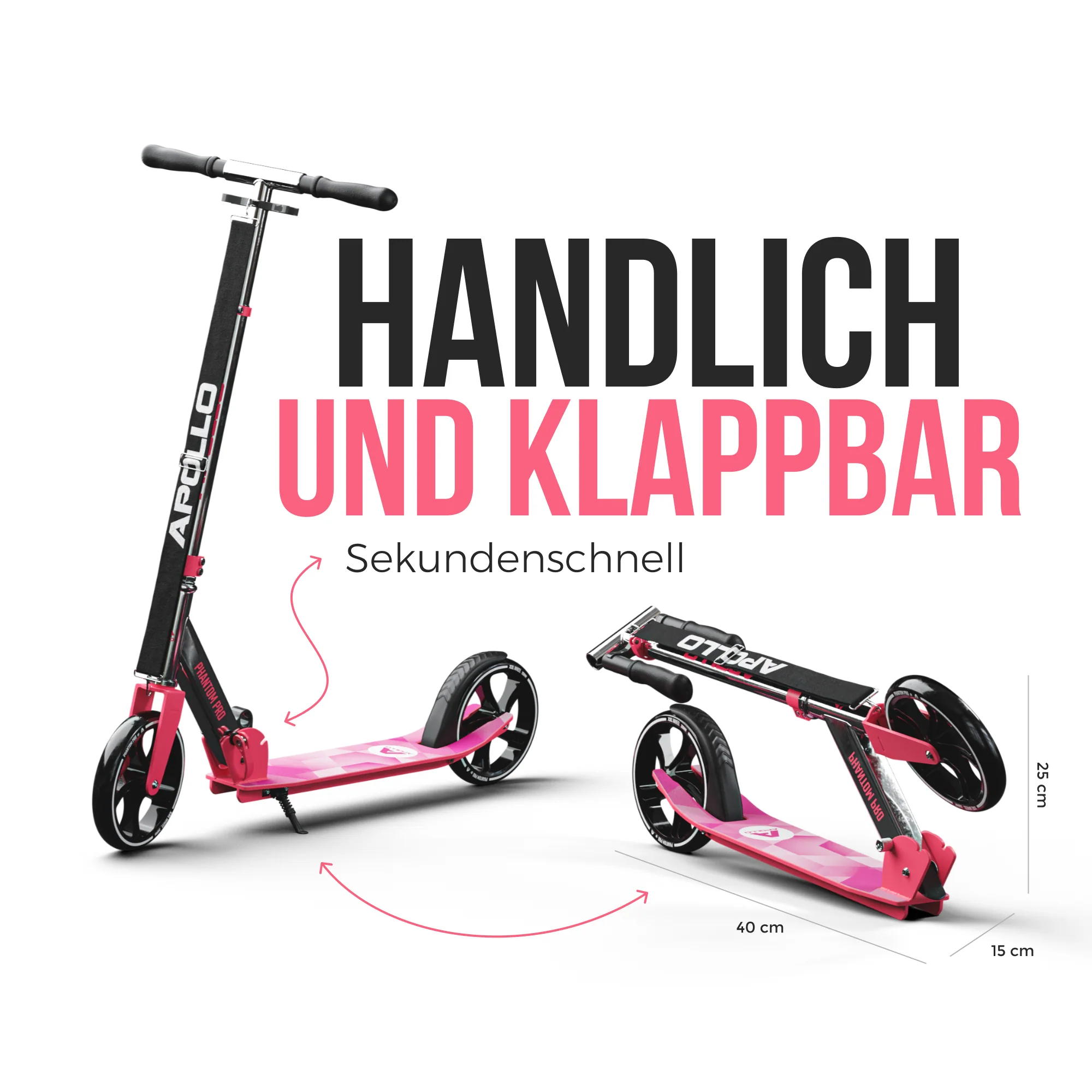 Klappbarer City Roller für Kinder "Phantom" höhenverstellbarer Tretroller - Image 79