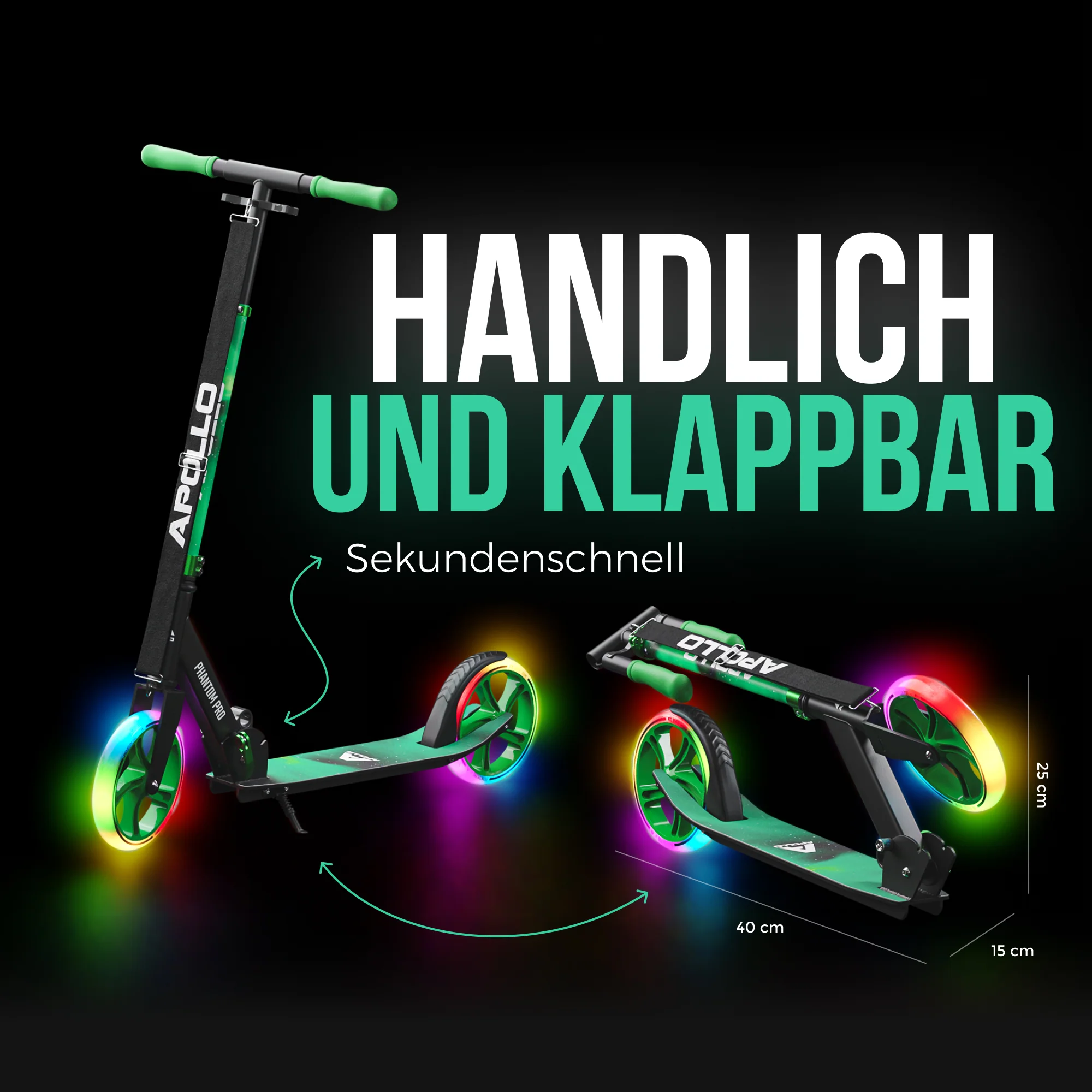 Klappbarer City Roller für Kinder "Phantom" höhenverstellbarer Tretroller - Image 86
