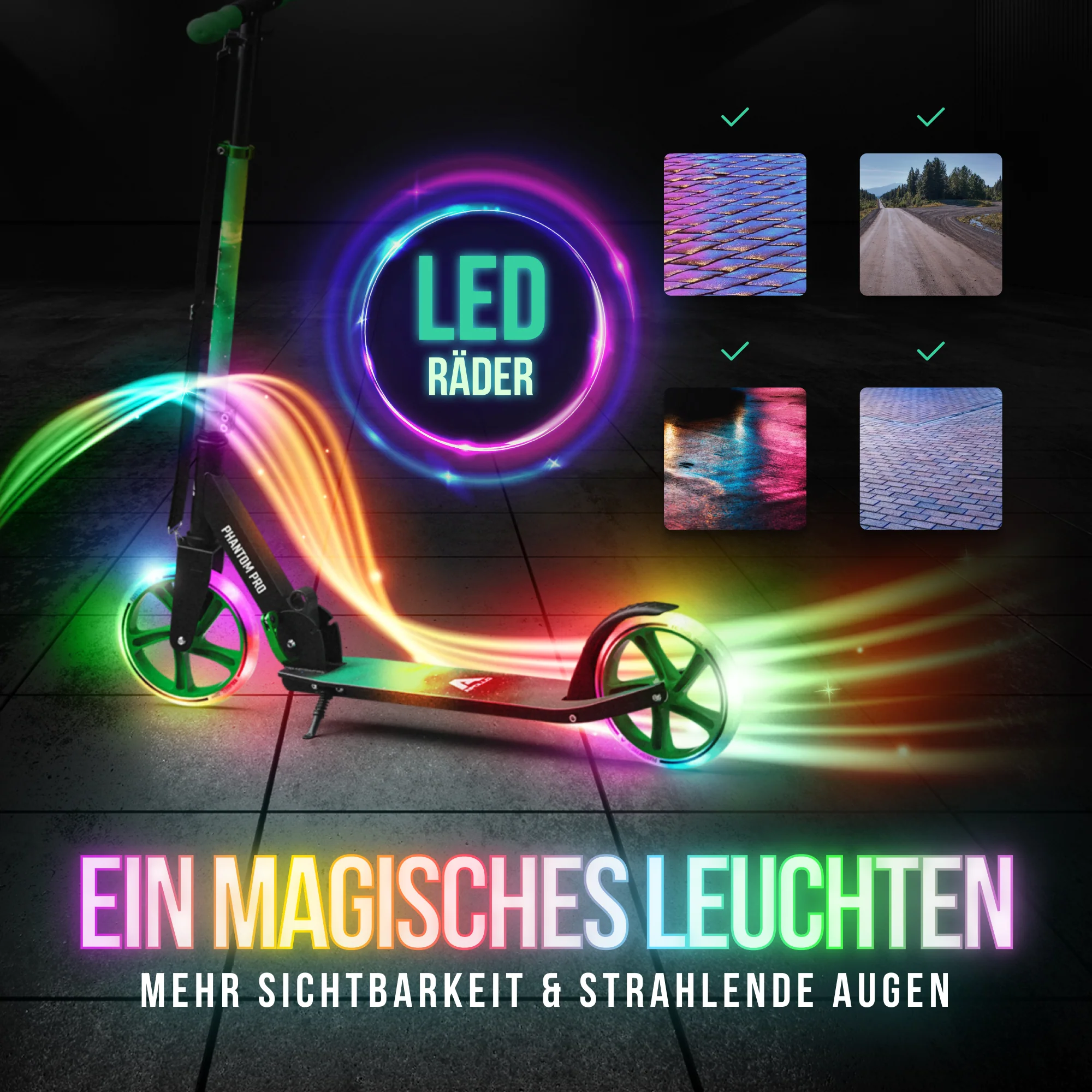 Klappbarer City Roller für Kinder "Phantom" höhenverstellbarer Tretroller - Image 88