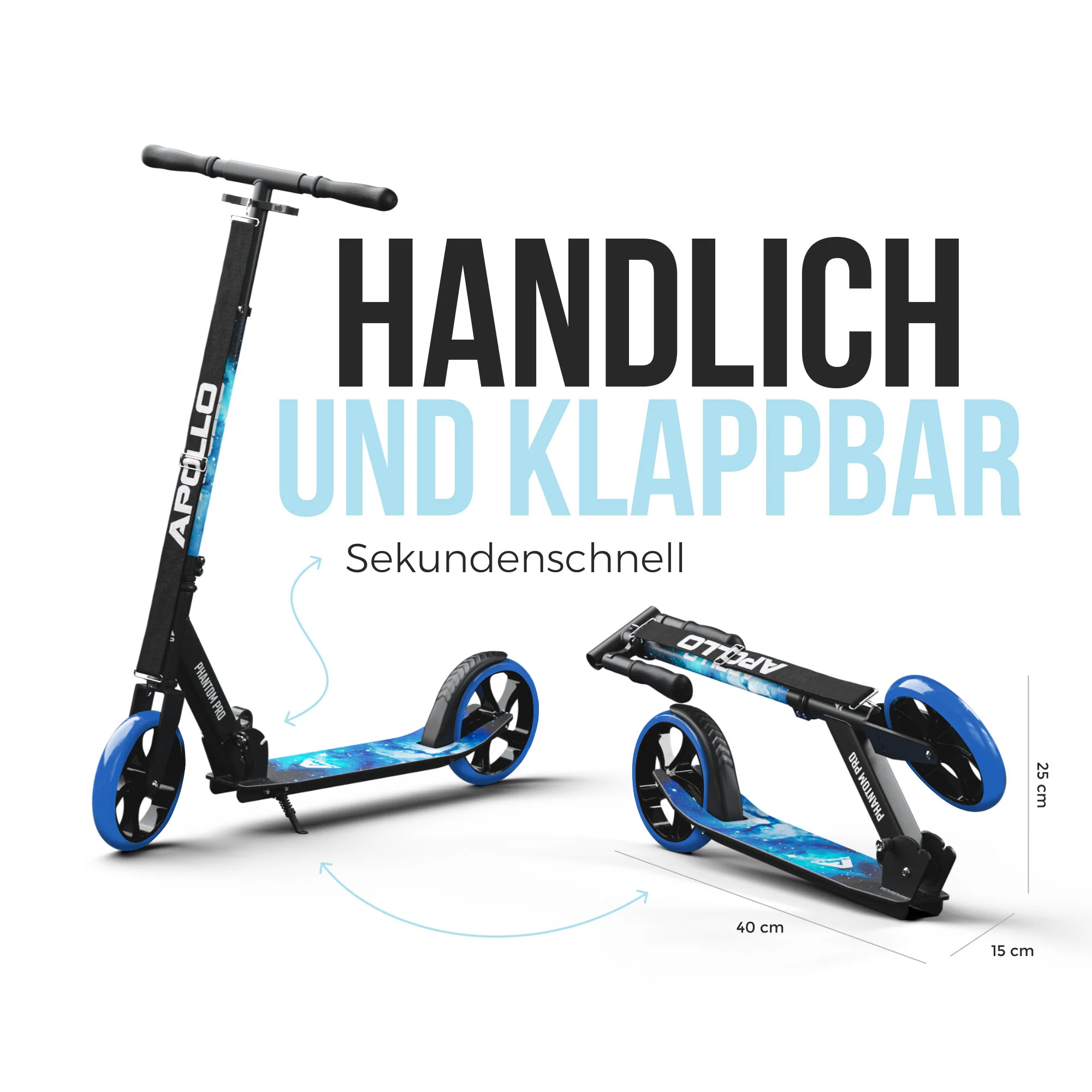 Klappbarer City Roller für Kinder "Phantom" höhenverstellbarer Tretroller - Image 9
