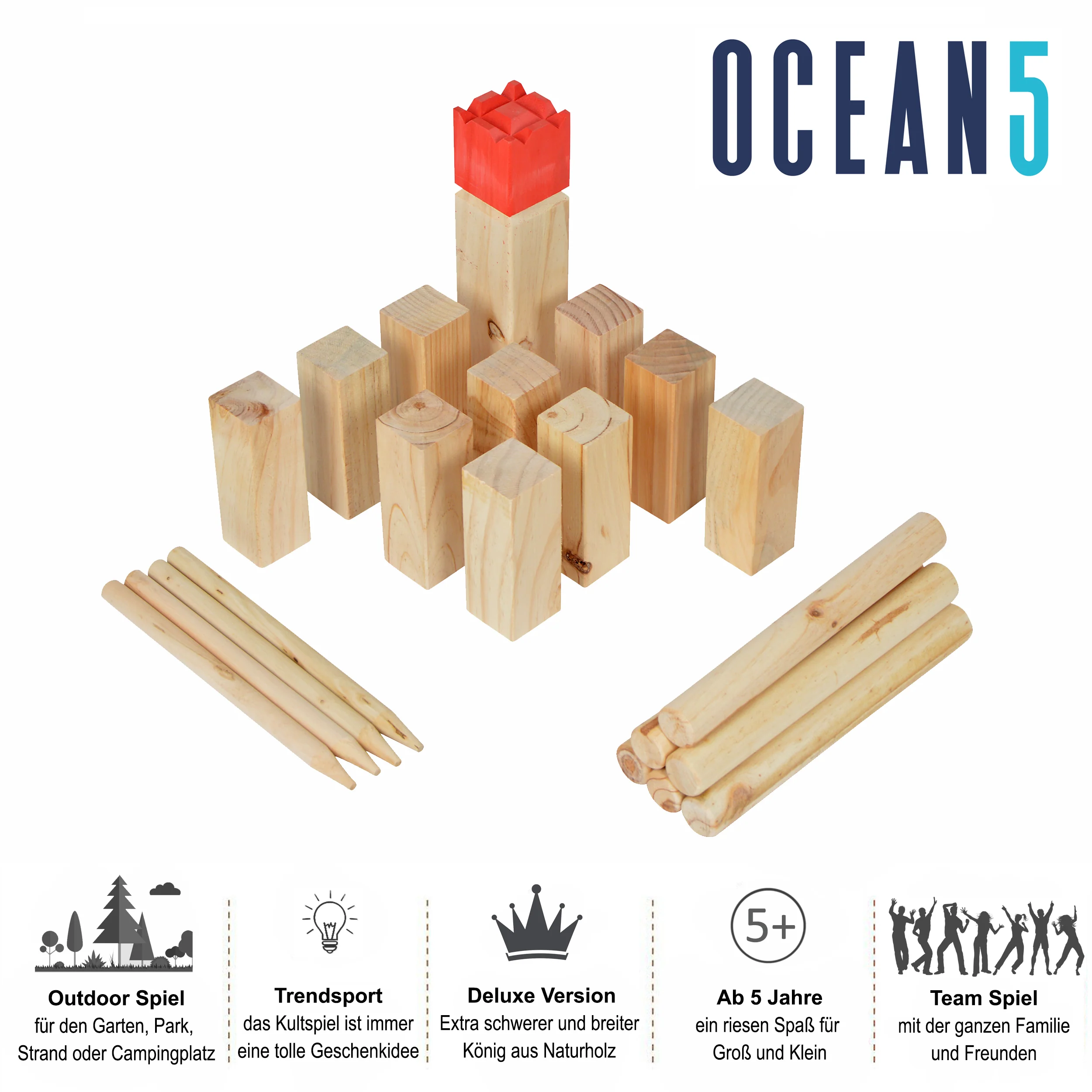 Kubb - Original Wikinger Wurfspiel - Holz Schach Kegel Spiel von Ocean5 - Image 14