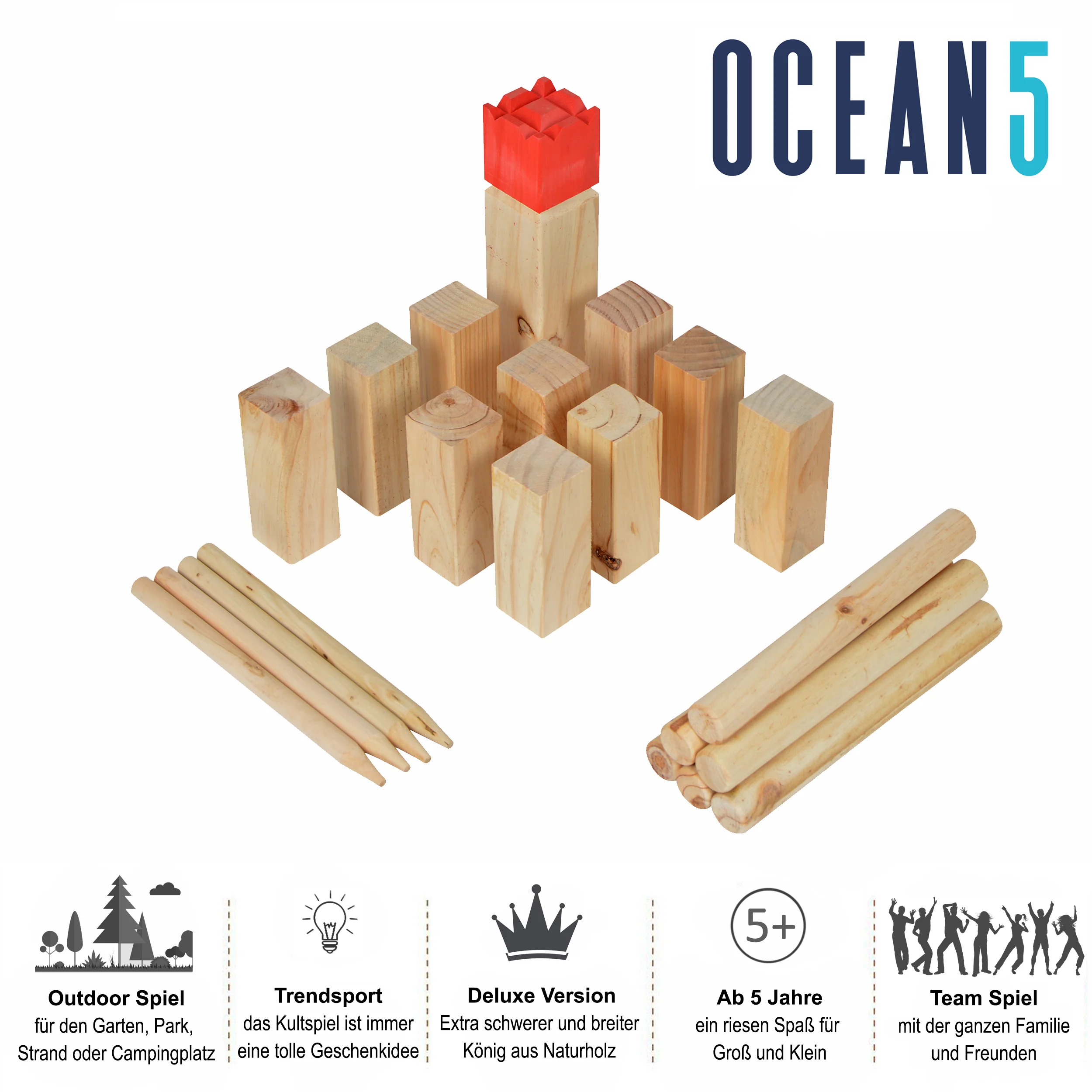 Kubb - Original Wikinger Wurfspiel - Holz Schach Kegel Spiel von Ocean5 - Image 18