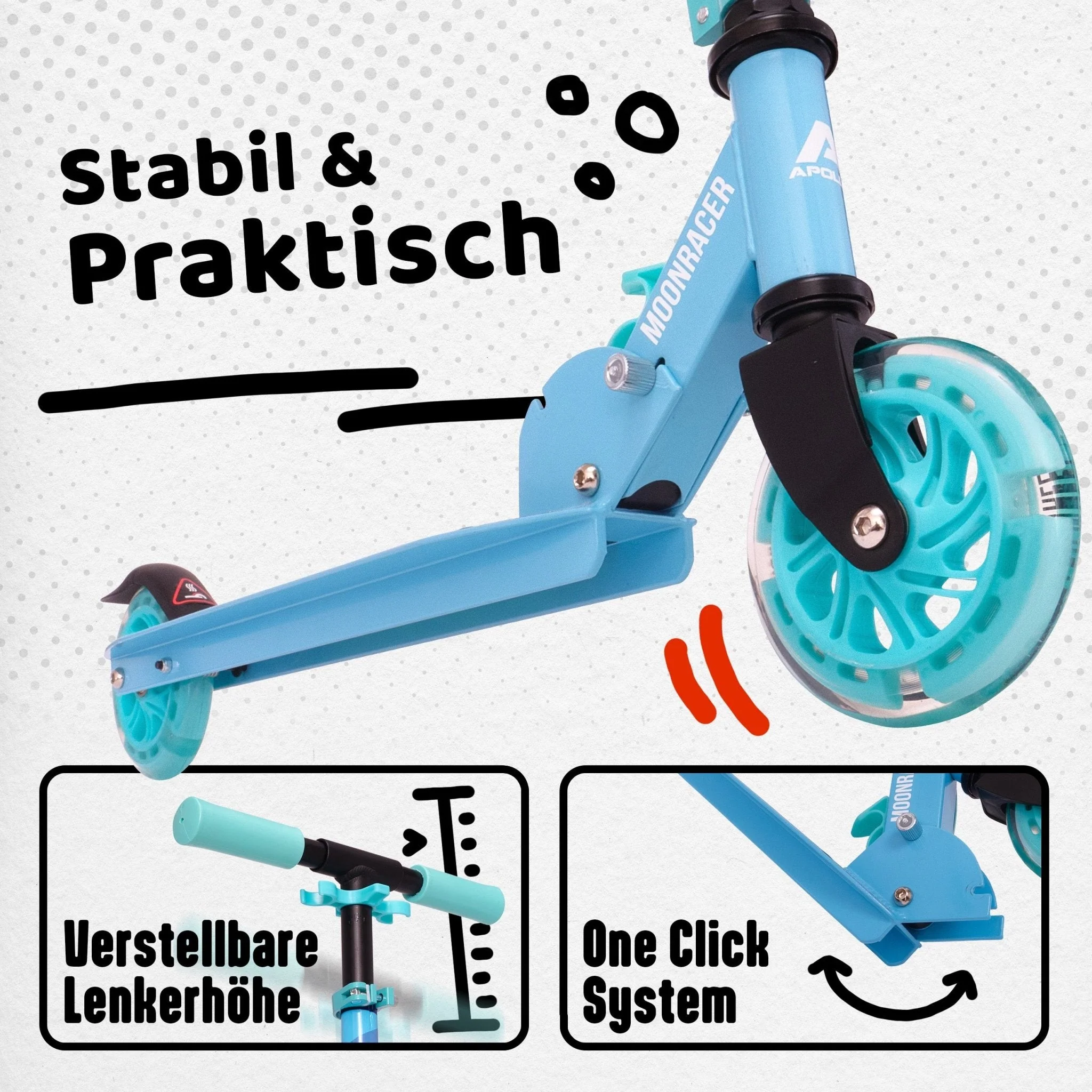 Scooter LED - "Moonracer" City Scooter Kinder mit Federung - Image 13