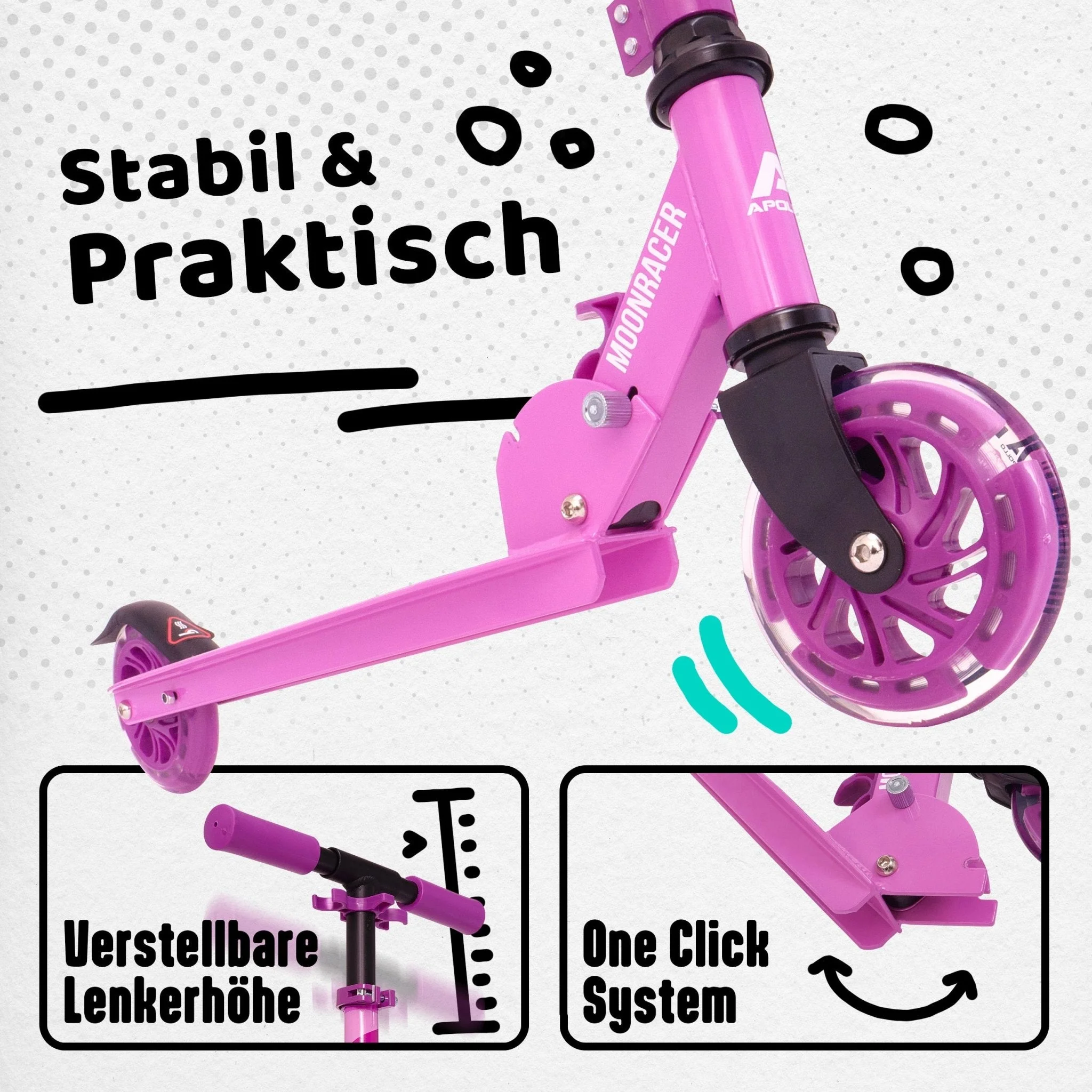 Scooter LED - "Moonracer" City Scooter Kinder mit Federung - Image 18