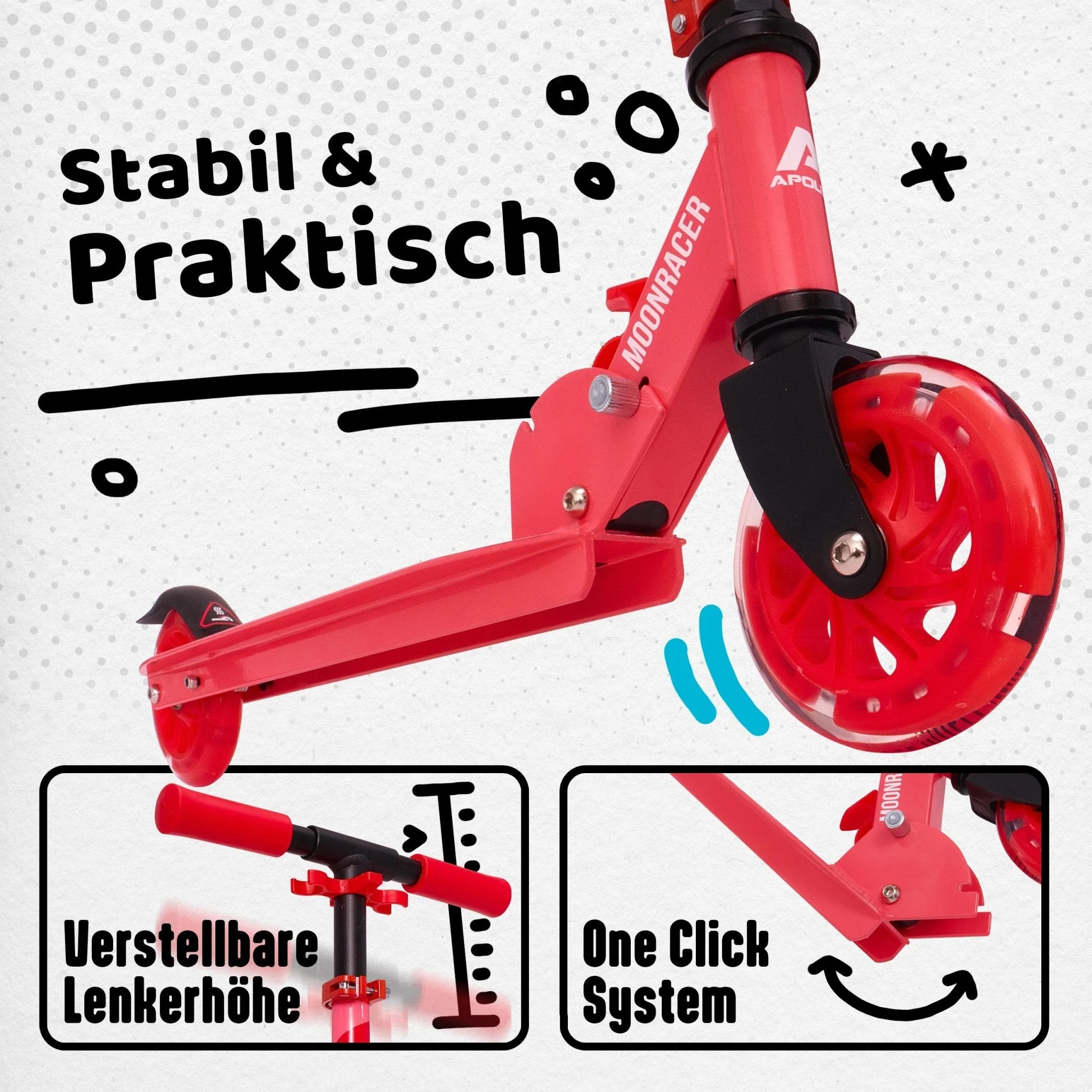 Scooter LED - "Moonracer" City Scooter Kinder mit Federung - Image 23