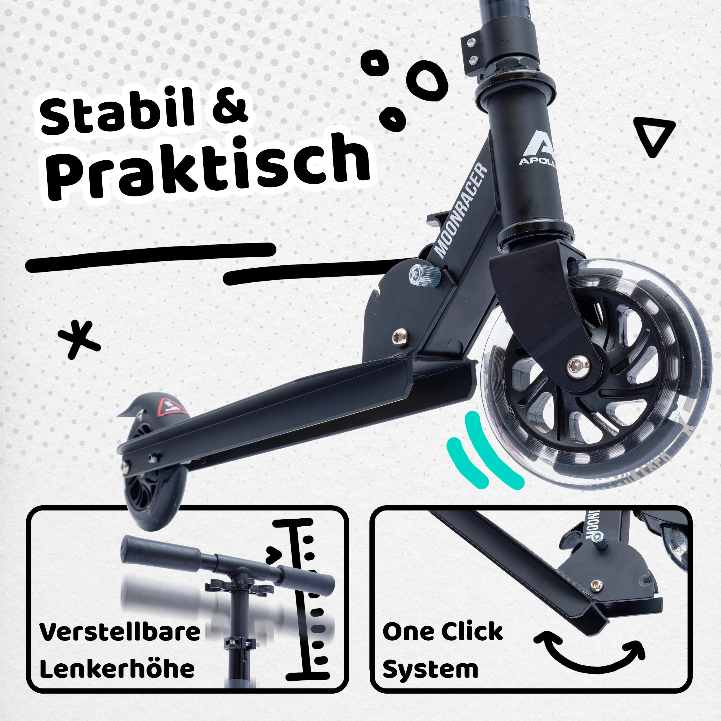 Scooter LED - "Moonracer" City Scooter Kinder mit Federung - Image 28