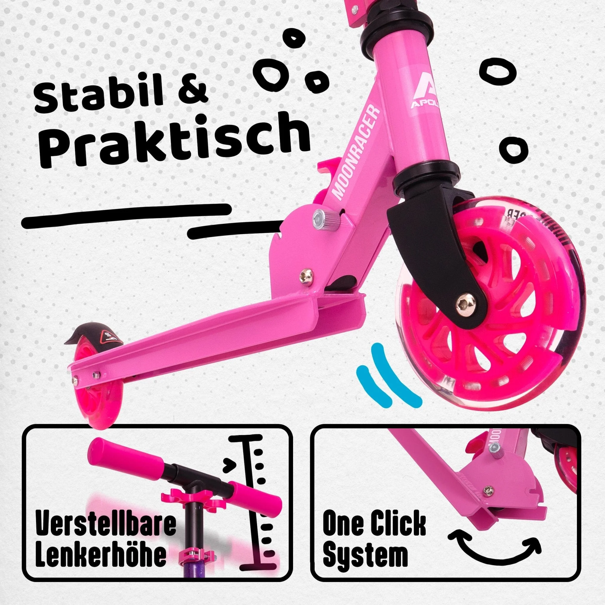 Scooter LED - "Moonracer" City Scooter Kinder mit Federung - Image 3