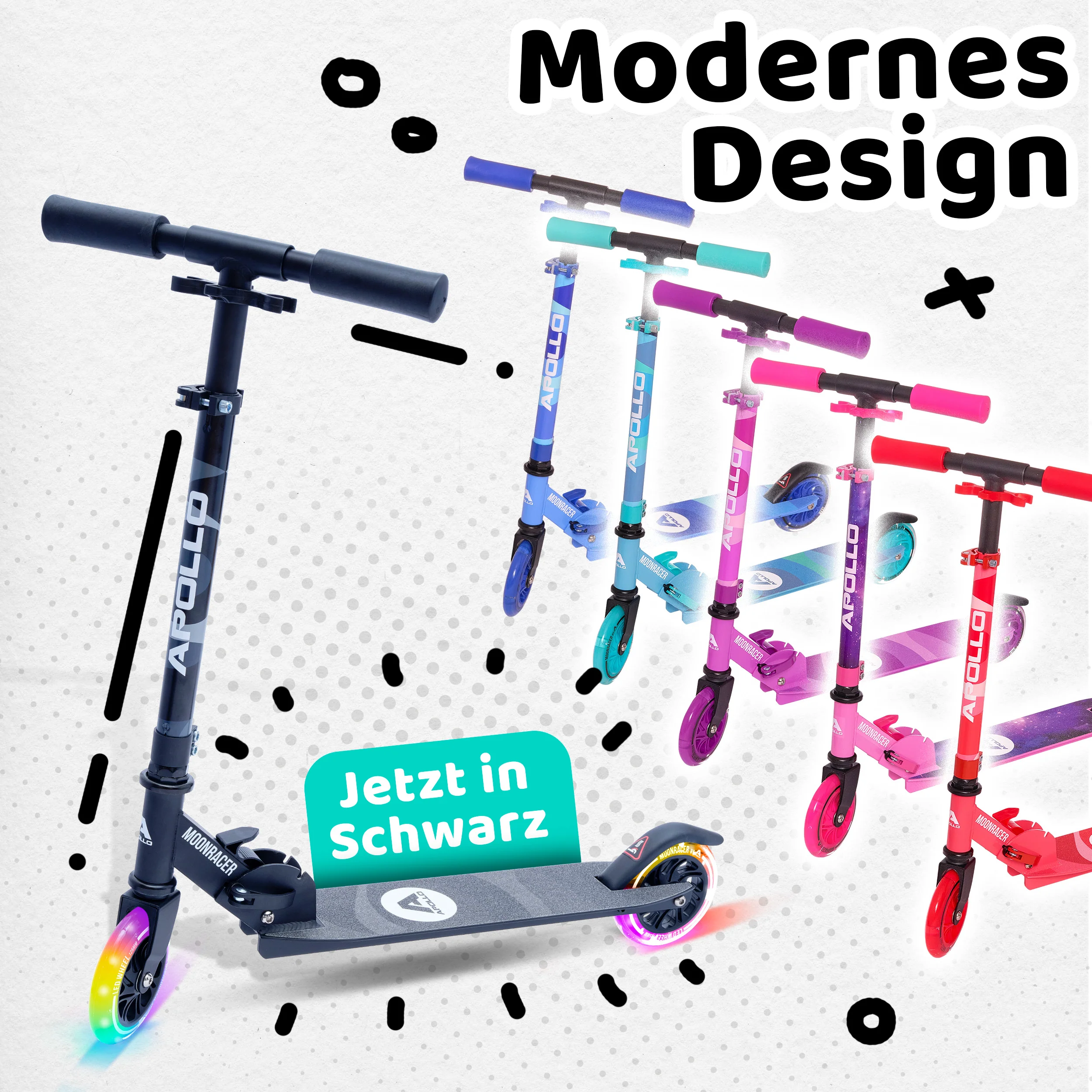 Scooter LED - "Moonracer" City Scooter Kinder mit Federung - Image 32