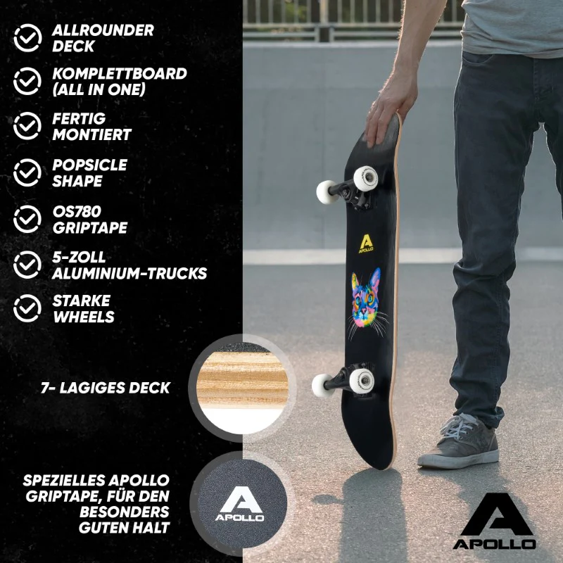 Skateboard - Cat - 7-lagiges Holz-Komplettboard mit ABEC 7 - Image 9
