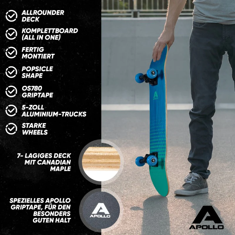 Skateboard - Fresh - 7-lagiges Holz-Komplettboard mit ABEC 7 von Apollo - Image 9