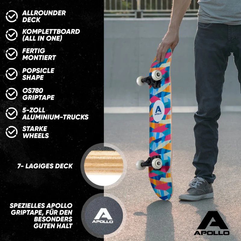 Skateboard - Mosaik - 7-lagiges Holz-Komplettboard mit ABEC 7 - Image 9