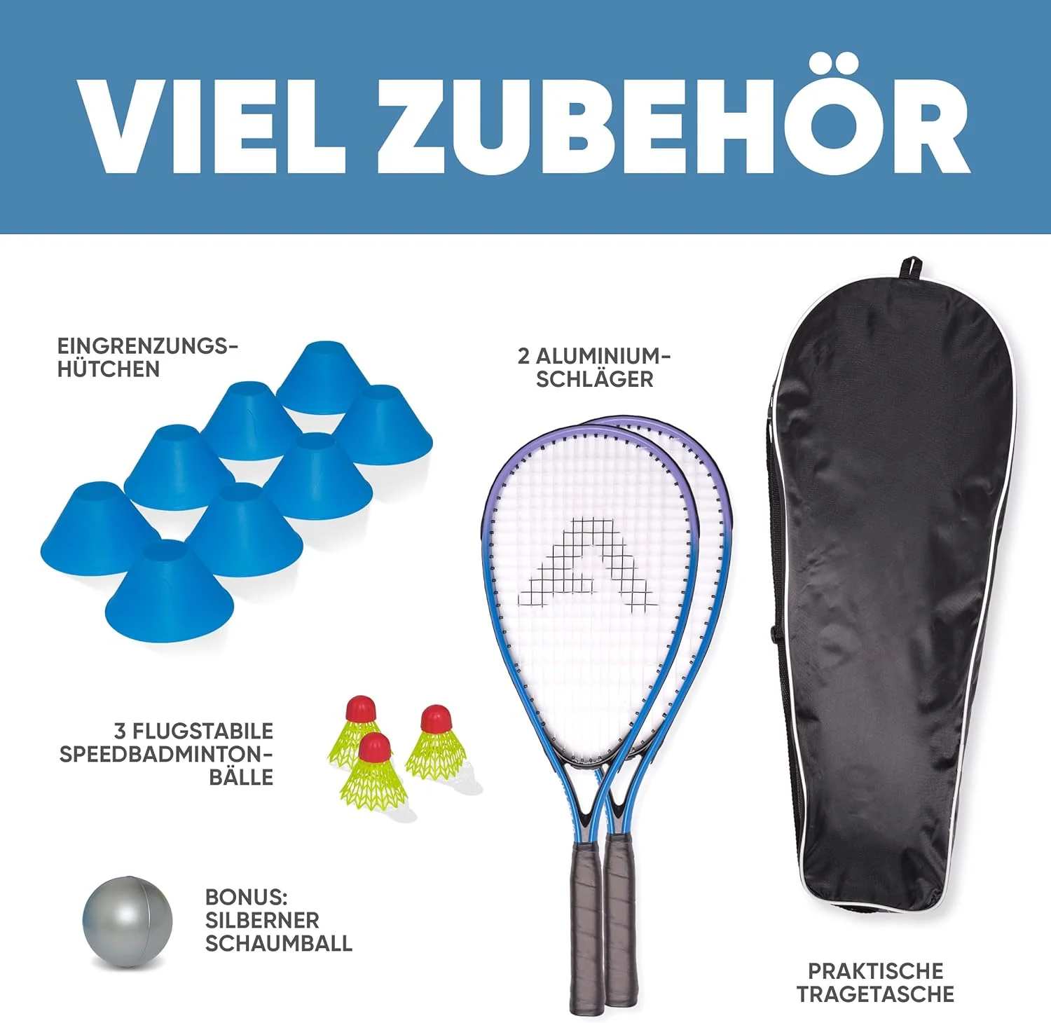 Speed Badminton Set - inkl. Tasche, 2x Schläger, Bälle - Image 13