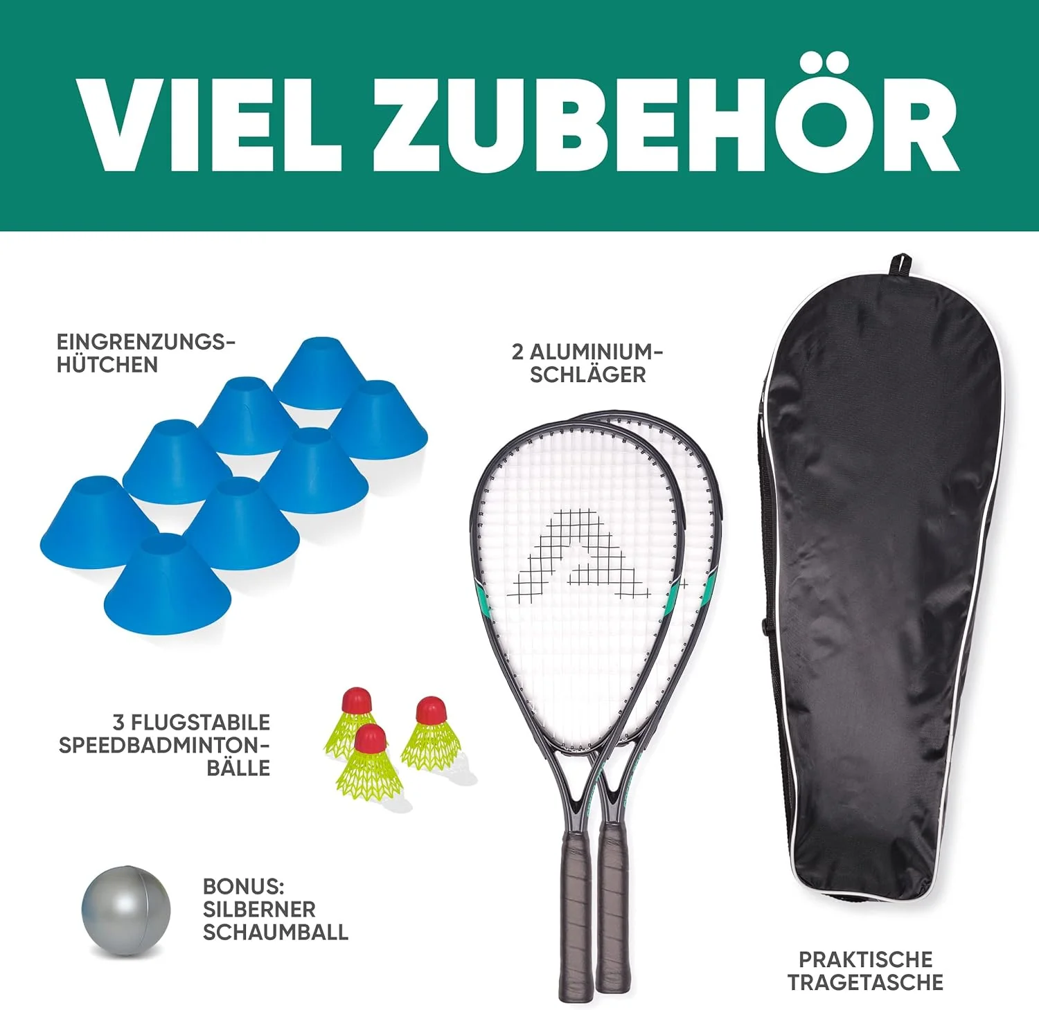 Speed Badminton Set - inkl. Tasche, 2x Schläger, Bälle - Image 20