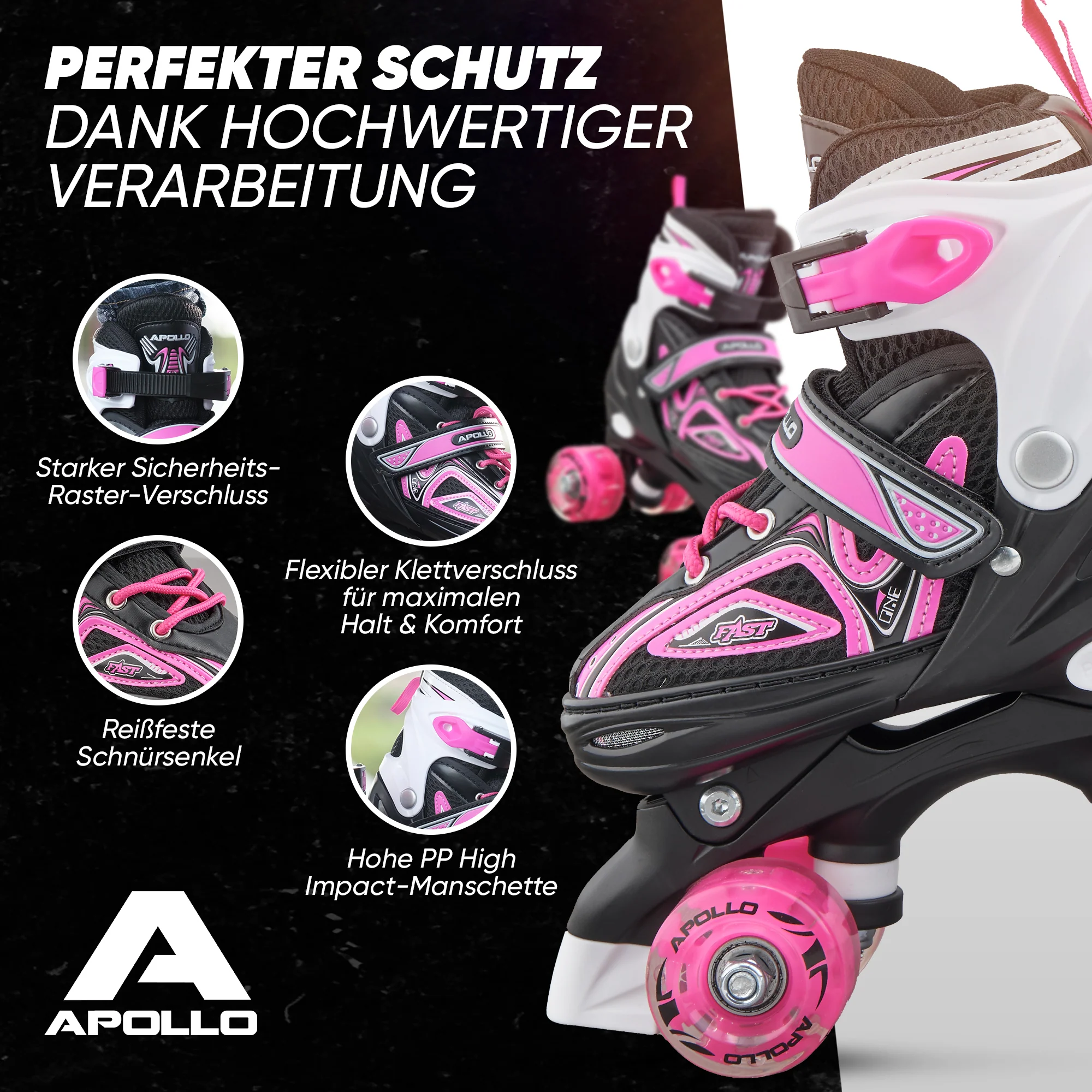 Super Quad größenverstellbare verstellbare Rollschuhe für Kinder - Pink - Image 4
