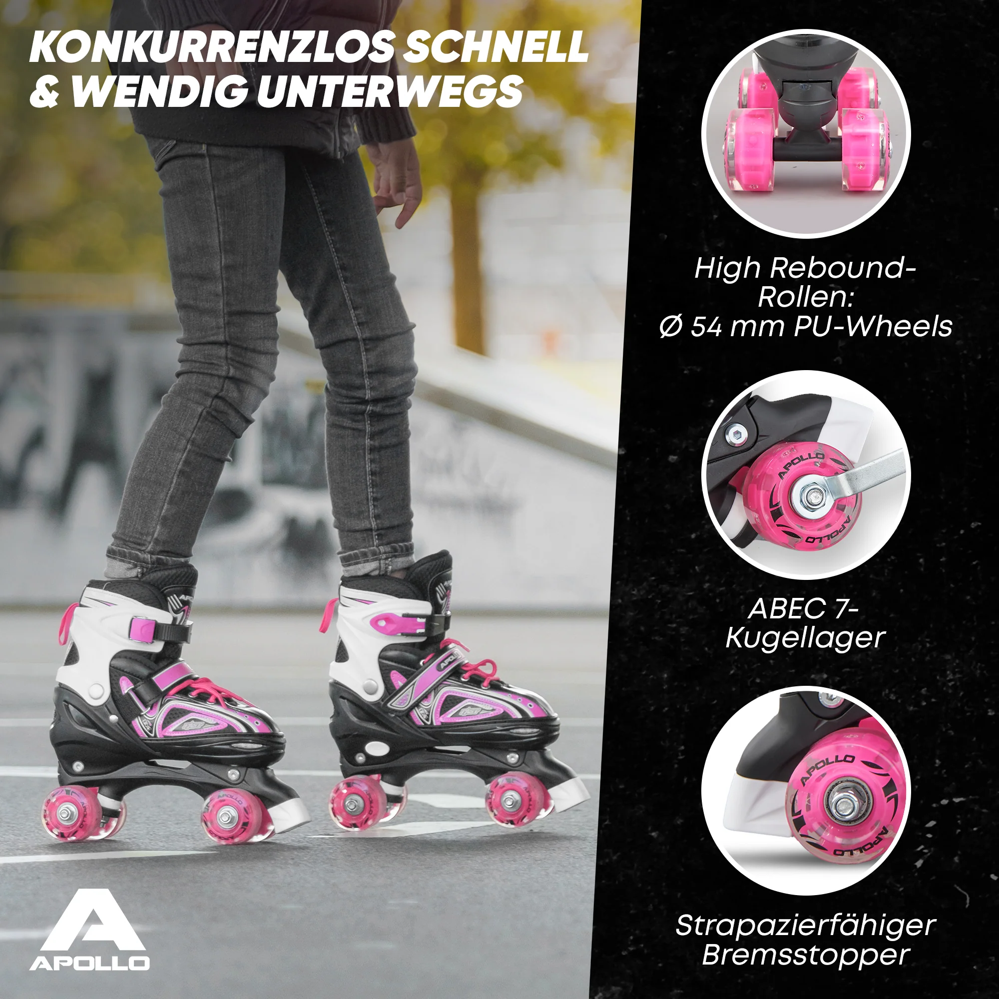 Super Quad größenverstellbare verstellbare Rollschuhe für Kinder - Pink - Image 5