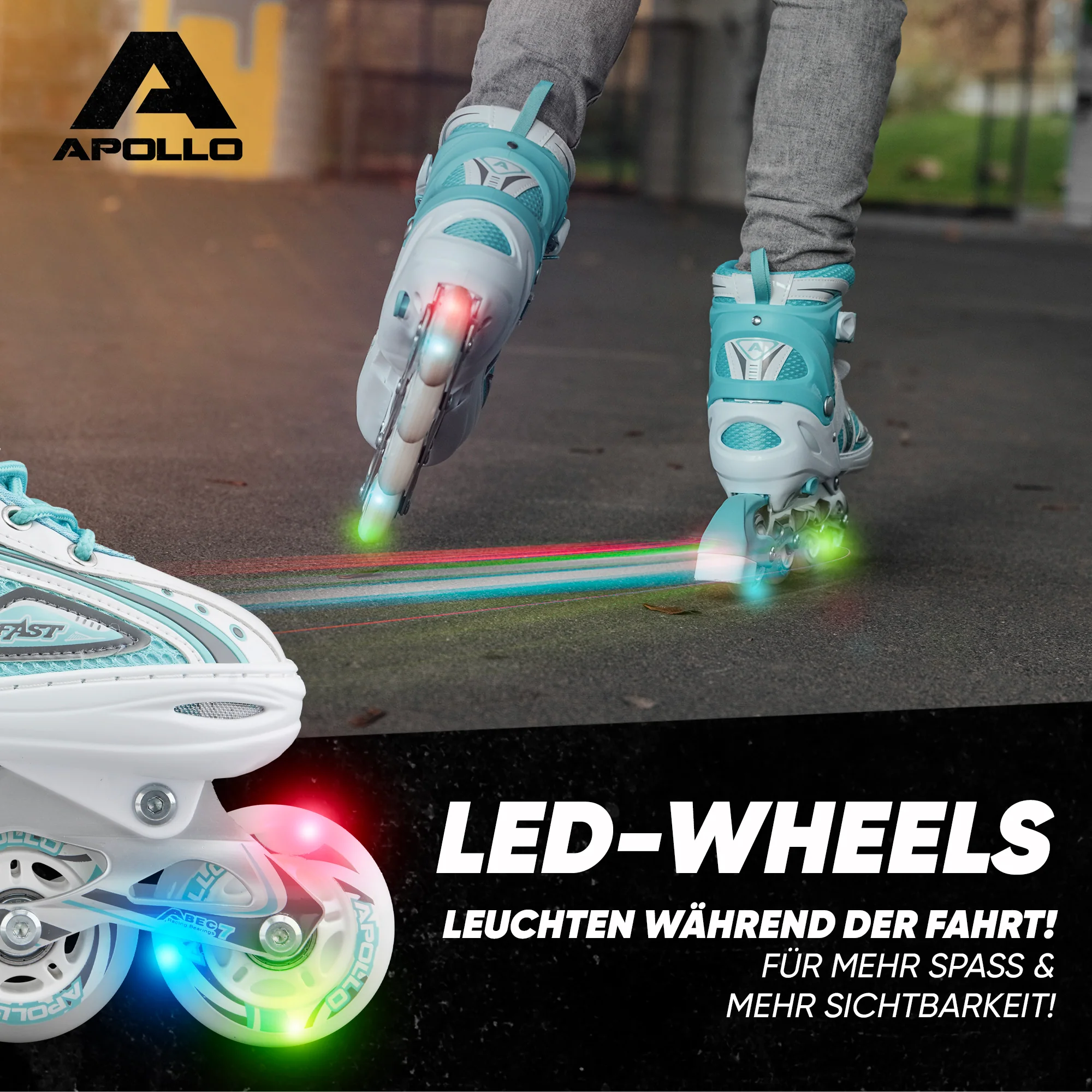 Super Blade größenverstellbare Inlineskates - Weiss Türkis - Image 3
