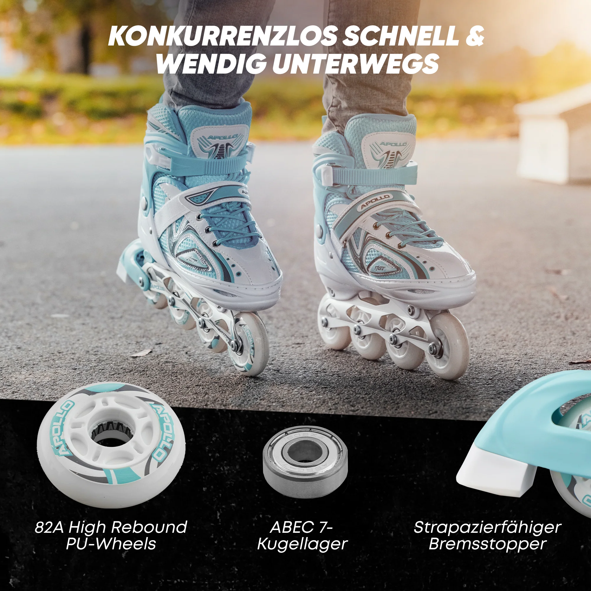 Super Blade größenverstellbare Inlineskates - Weiss Türkis - Image 5