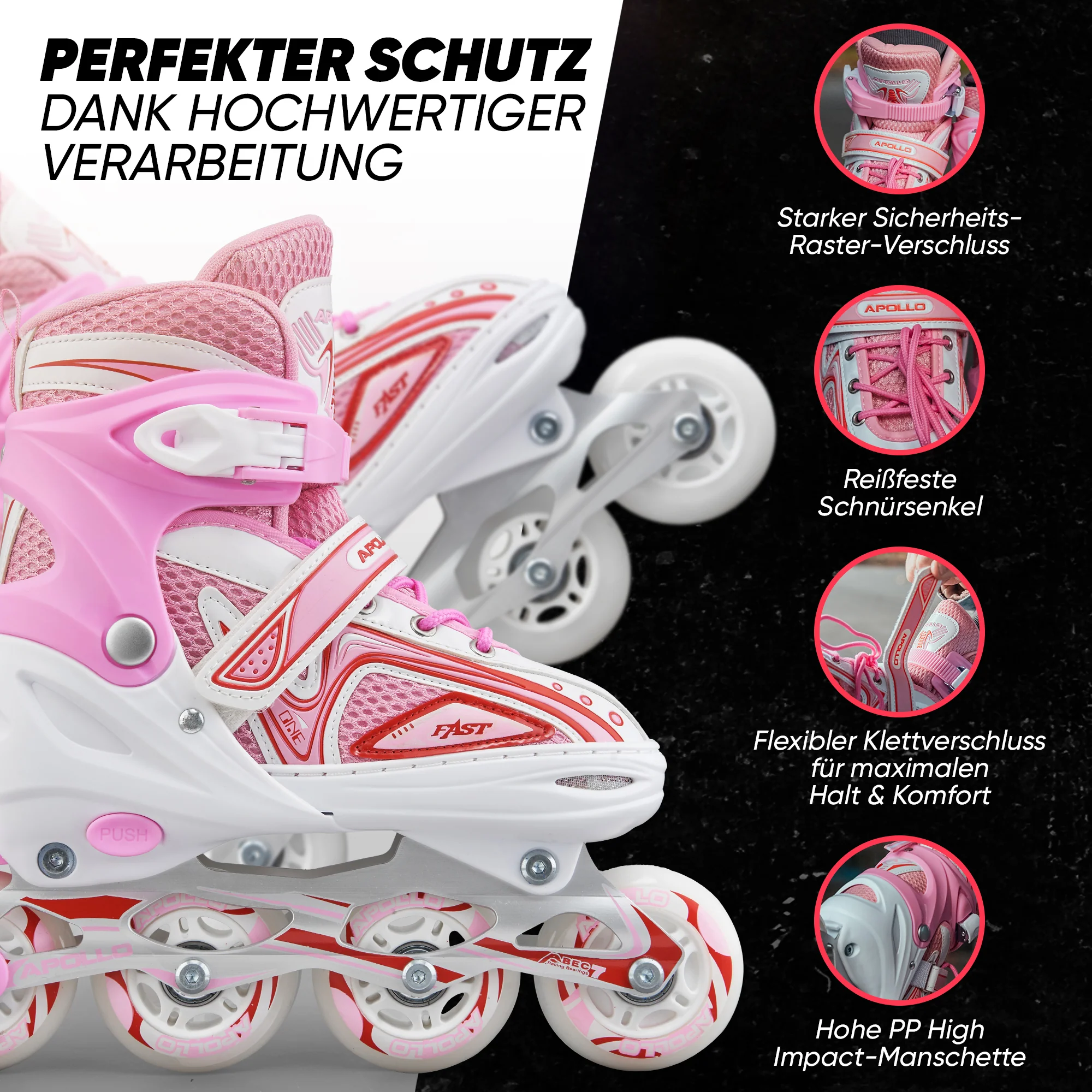 Super Blade größenverstellbare Inlineskates - Weiß Pink - Image 4