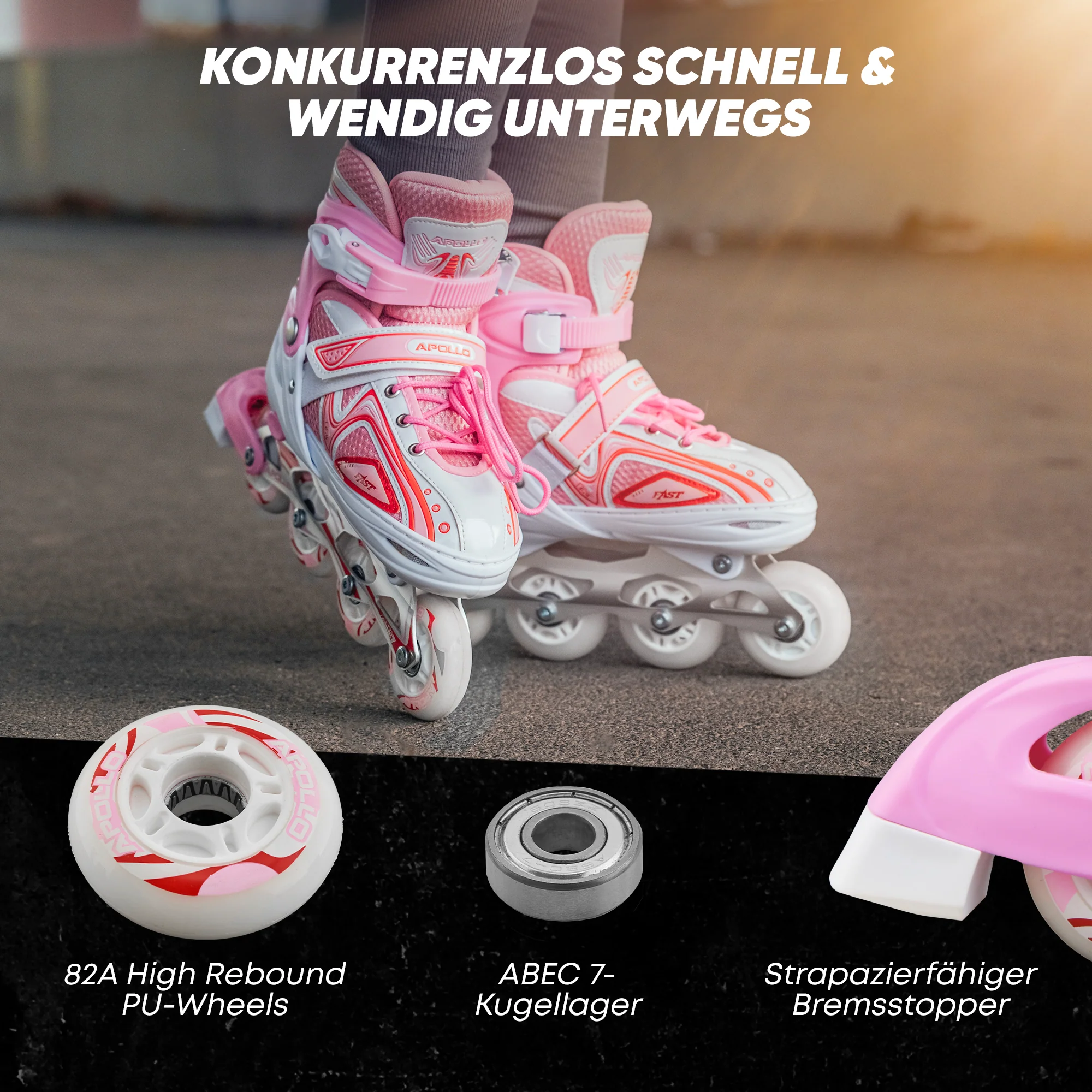 Super Blade größenverstellbare Inlineskates - Weiß Pink - Image 5