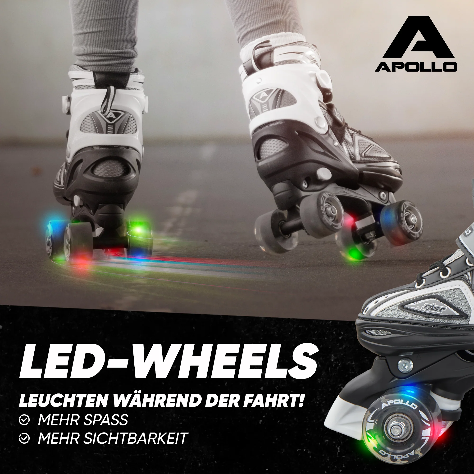 Super Quad größenverstellbare verstellbare Rollschuhe für Kinder - Schwarz - Image 3