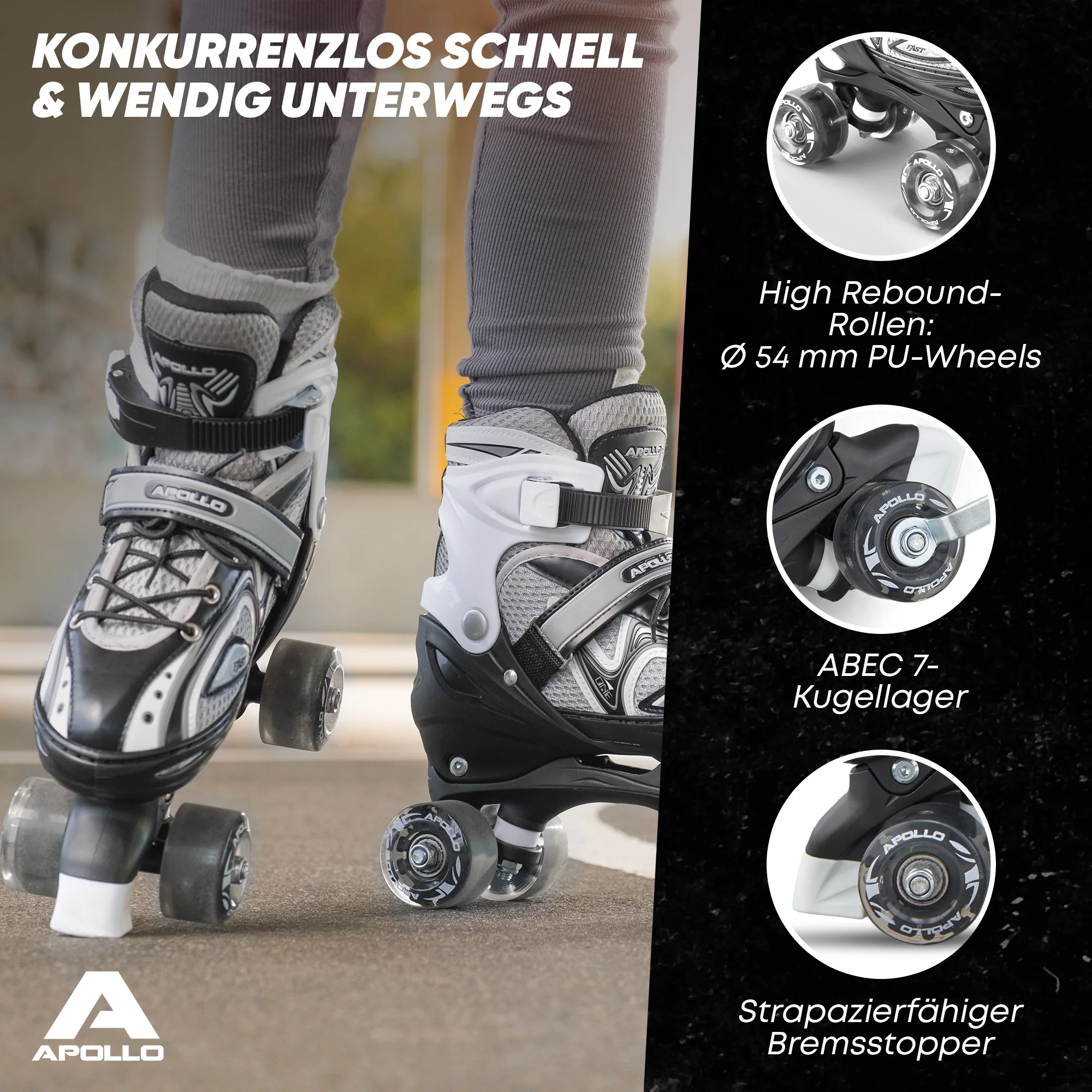 Super Quad größenverstellbare verstellbare Rollschuhe für Kinder - Schwarz - Image 5