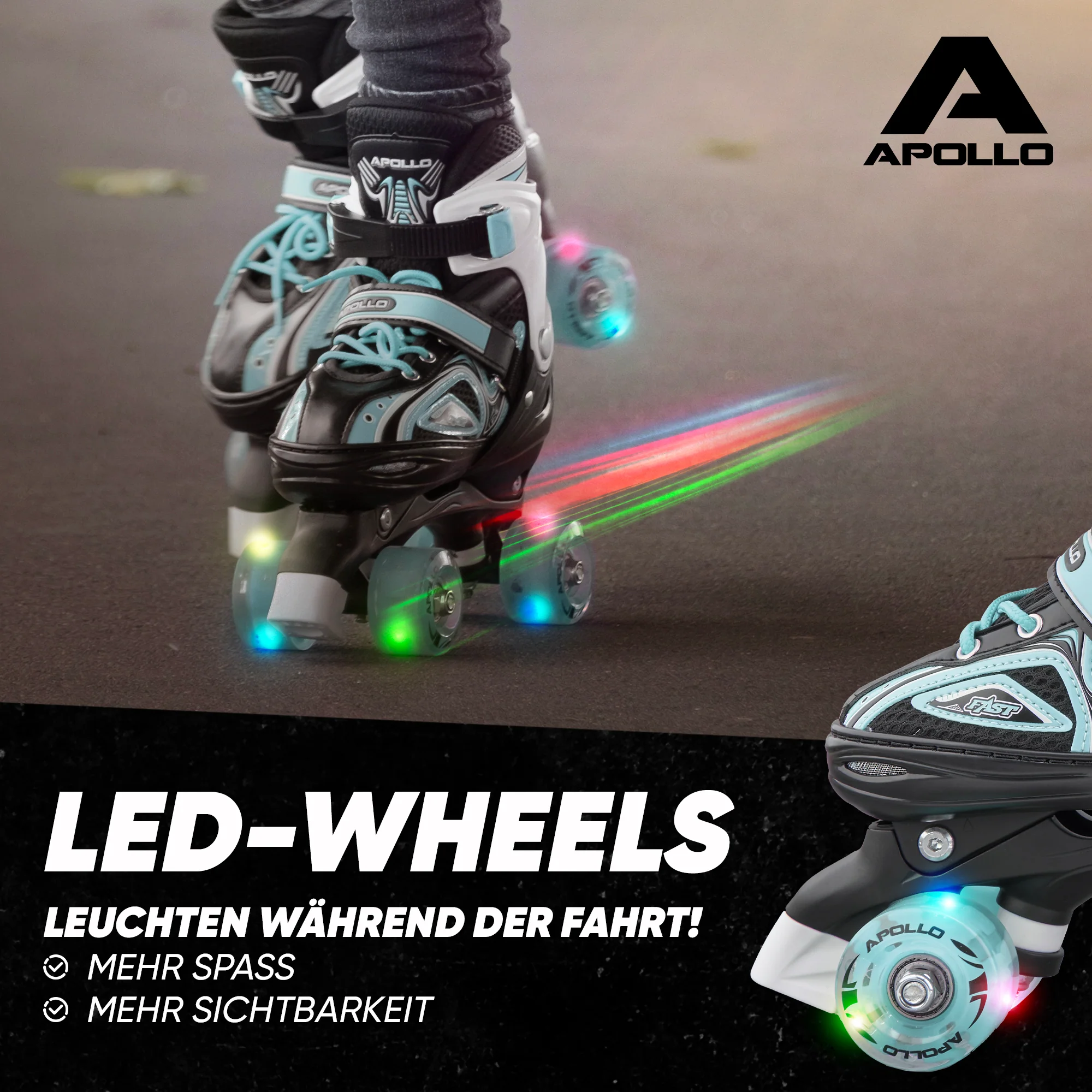 Super Quad größenverstellbare verstellbare Rollschuhe für Kinder - Türkis - Image 3