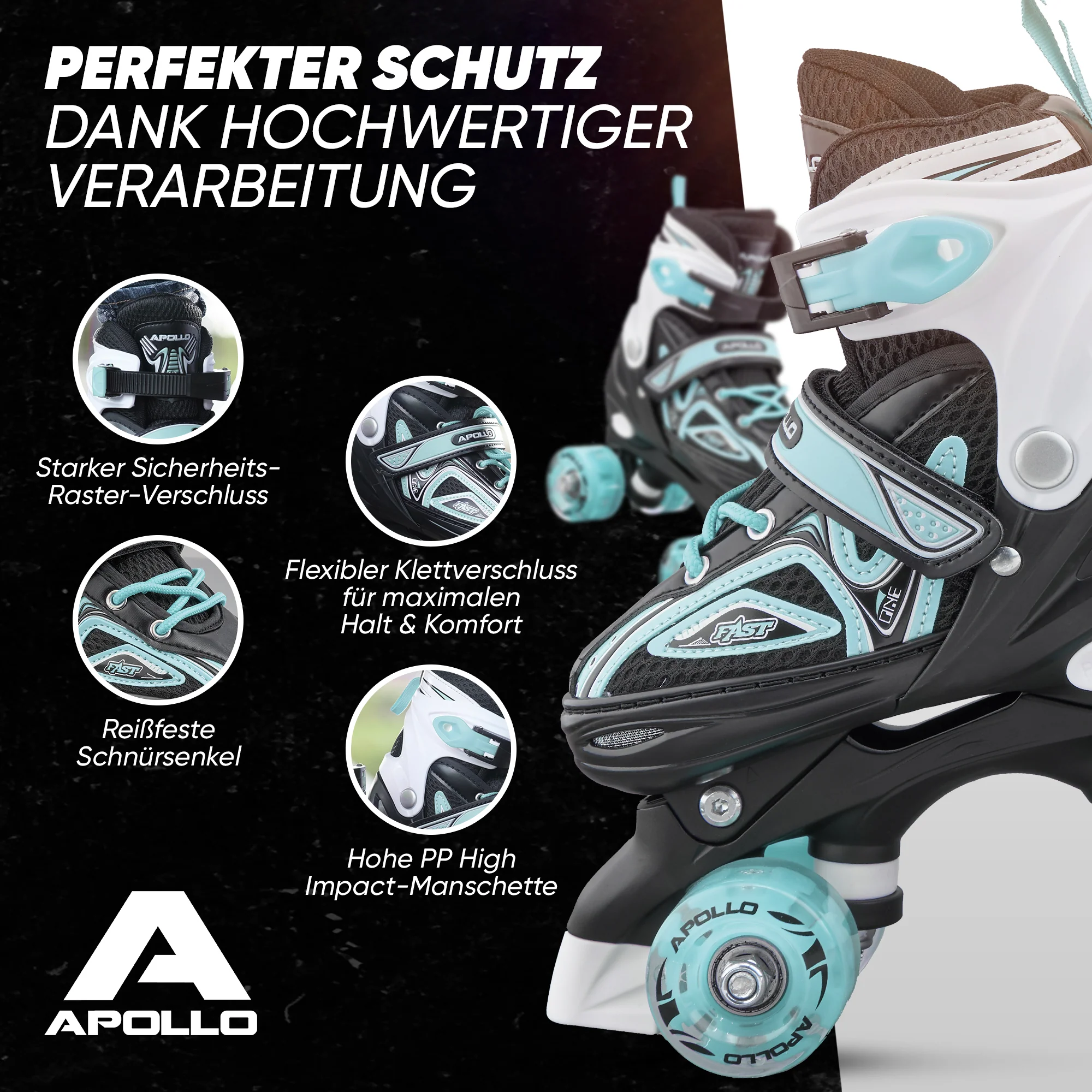 Super Quad größenverstellbare verstellbare Rollschuhe für Kinder - Türkis - Image 4