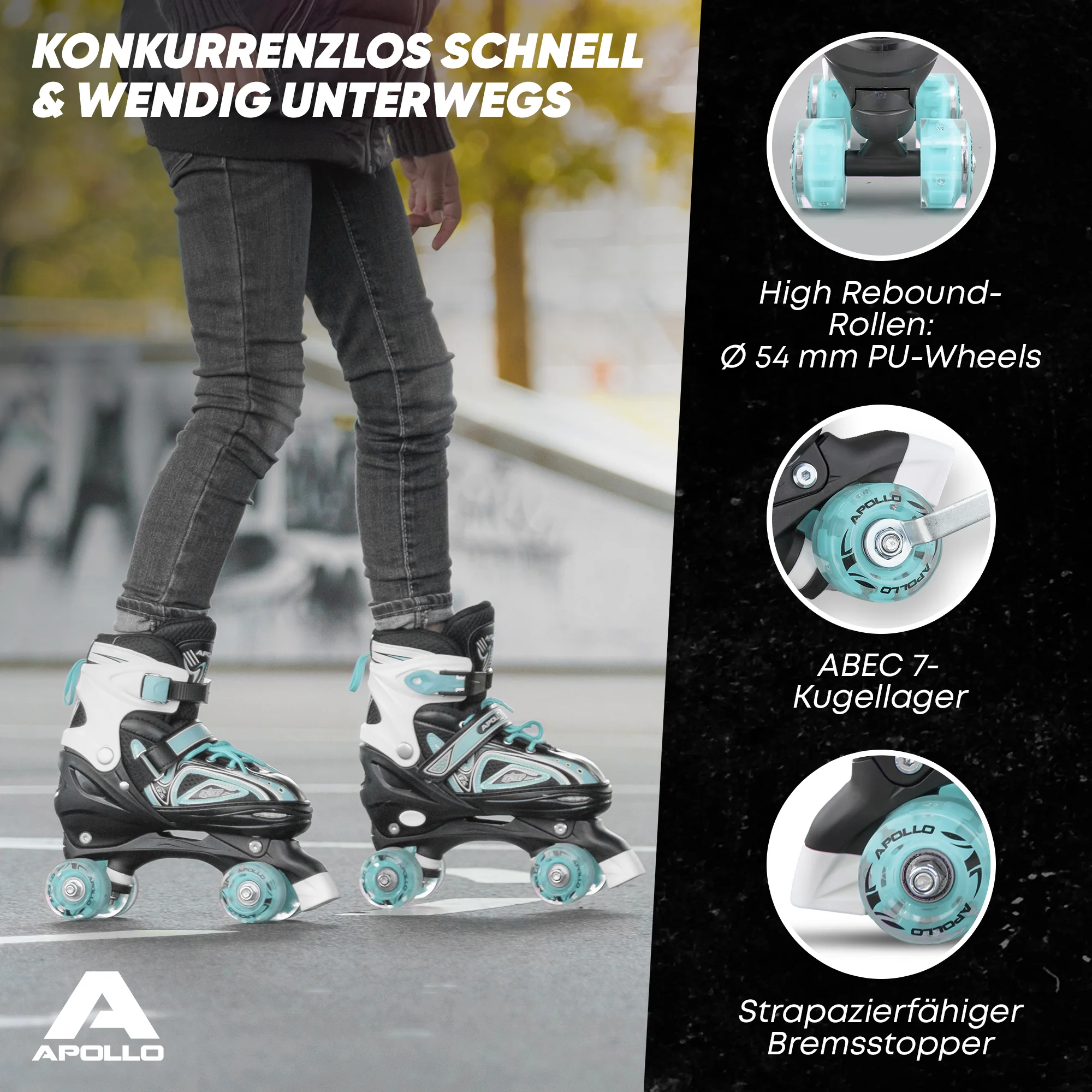 Super Quad größenverstellbare verstellbare Rollschuhe für Kinder - Türkis - Image 5