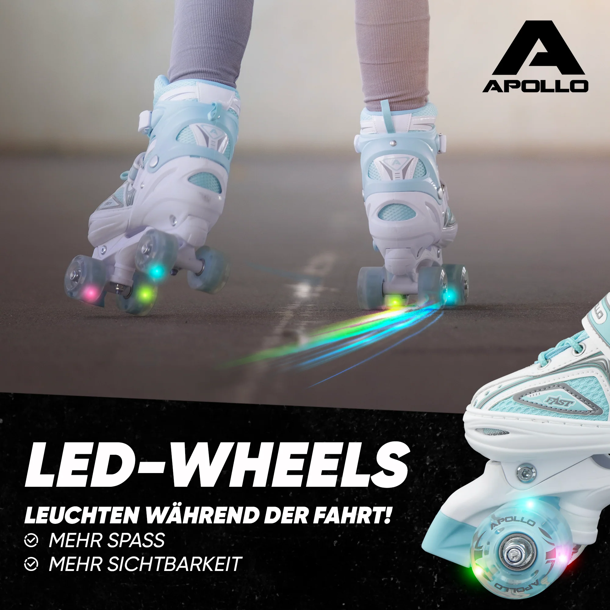 Super Quad größenverstellbare verstellbare Rollschuhe für Kinder - Weiß Mint - Image 3