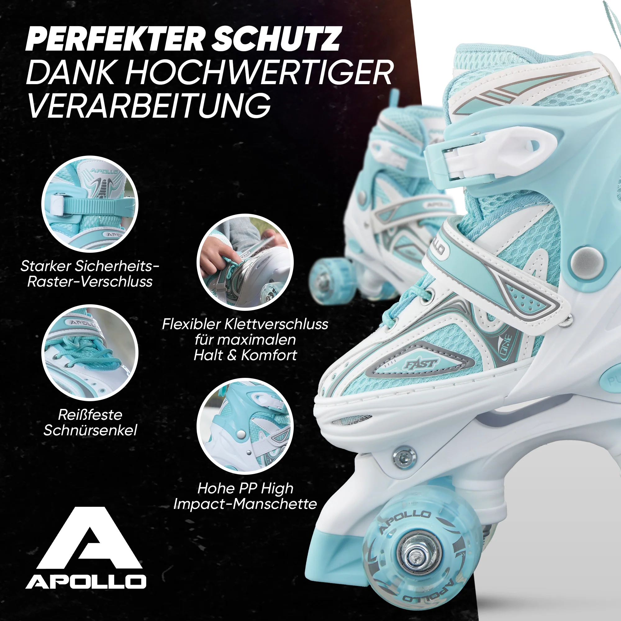 Super Quad größenverstellbare verstellbare Rollschuhe für Kinder - Weiß Mint - Image 4