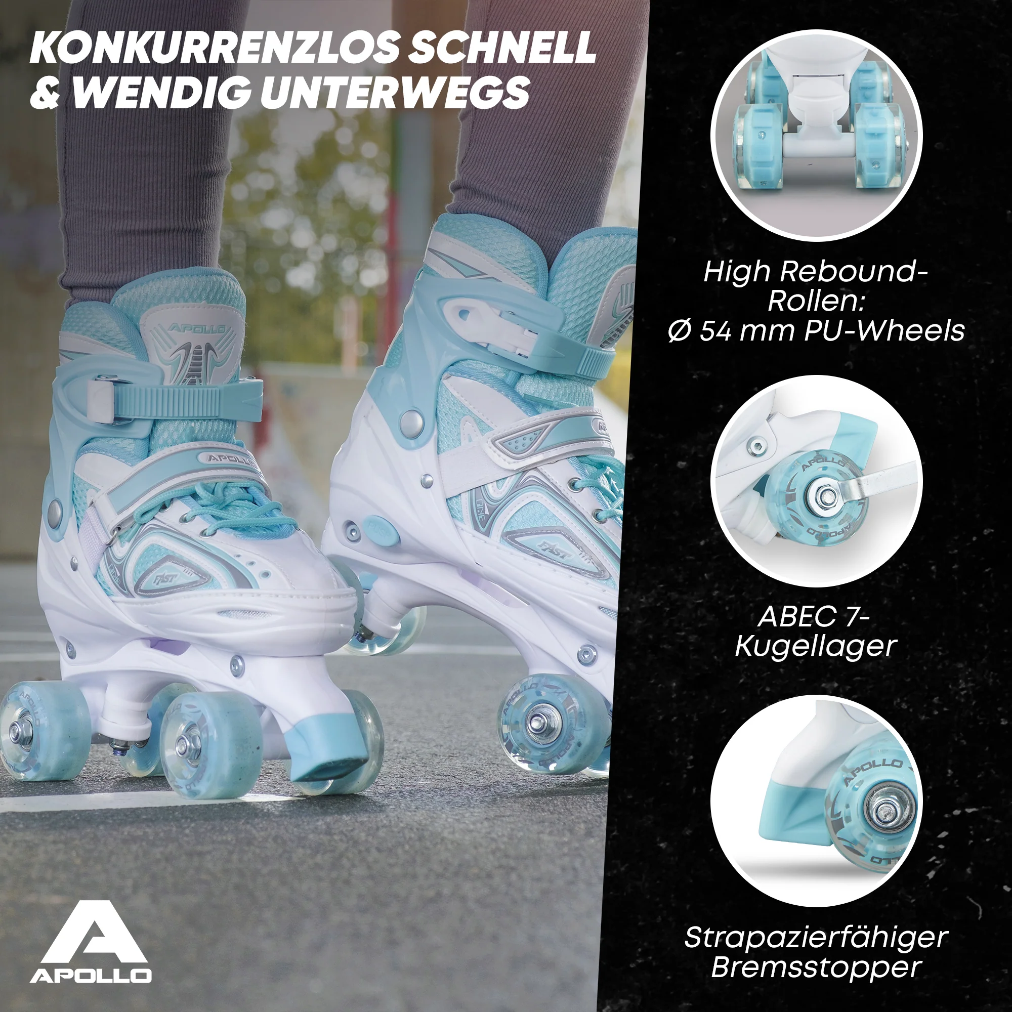 Super Quad größenverstellbare verstellbare Rollschuhe für Kinder - Weiß Mint - Image 5