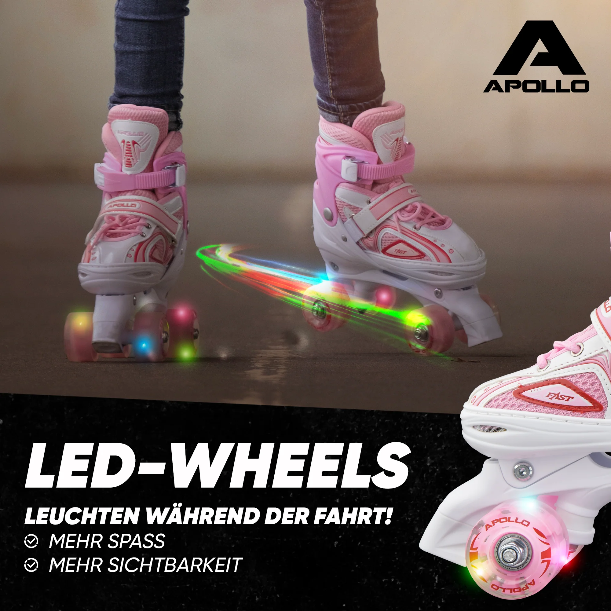 Super Quad größenverstellbare verstellbare Rollschuhe für Kinder - Weiß Pink - Image 3